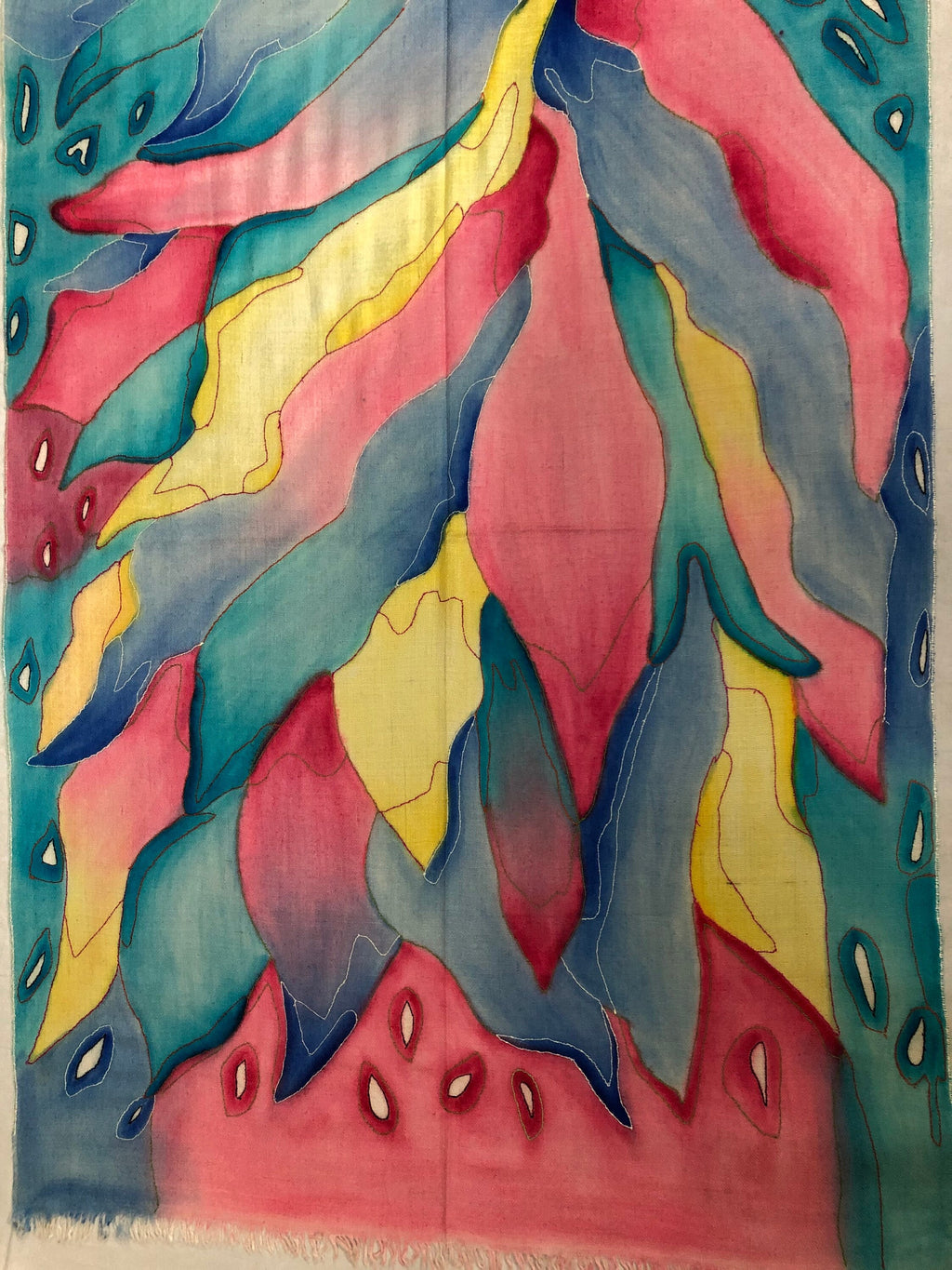 teacher gift Handmade and Handpainted Ladakhi Cashmere Pashmina Outlined Embroidered Scarf - Mehraj Crafts 