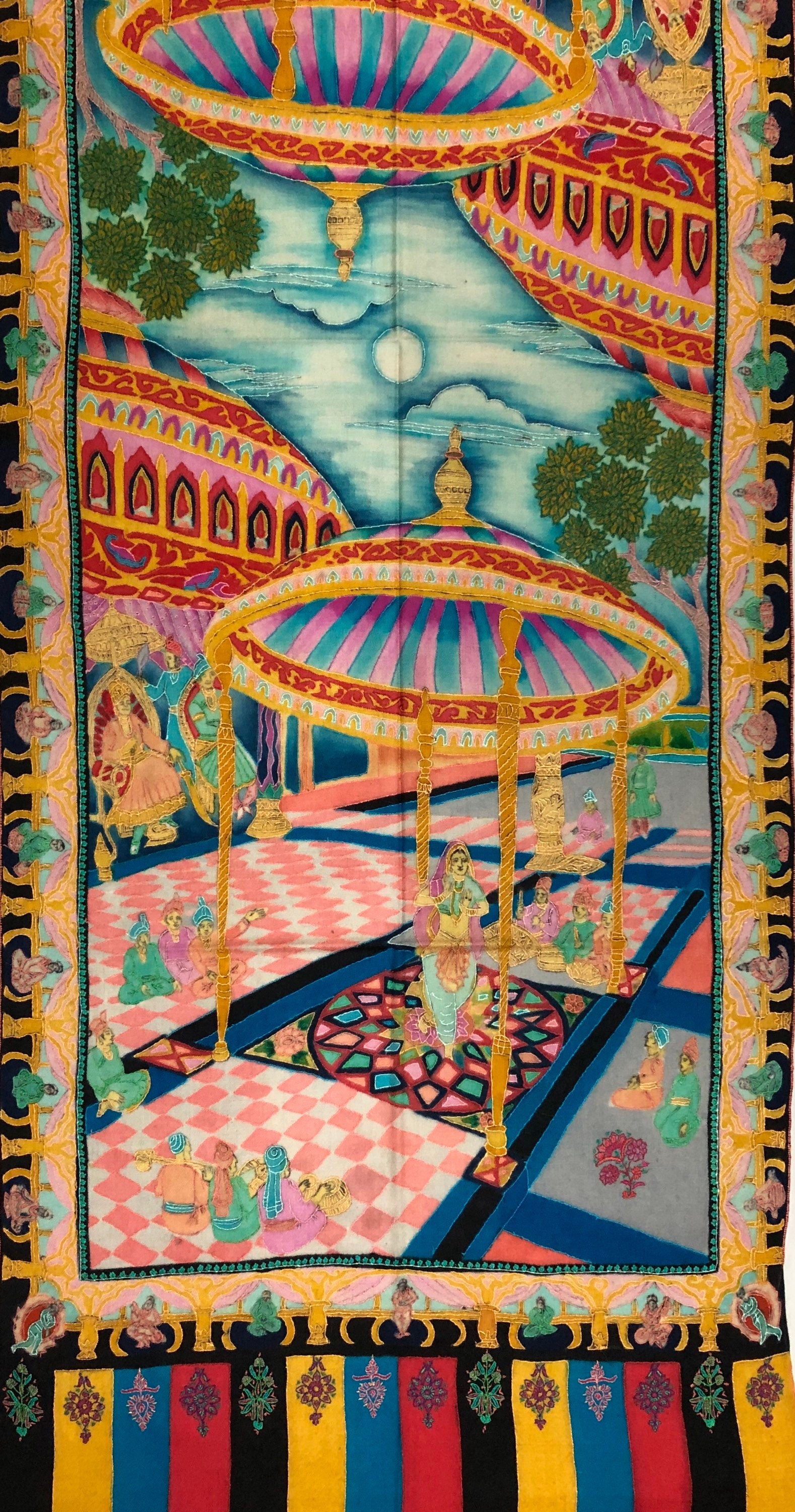 teacher gift Handmade Hand Painted Ladakhi Cashmere Pashmina Leela Embroidered Stoke Scarf Shawl - Mehraj Crafts 