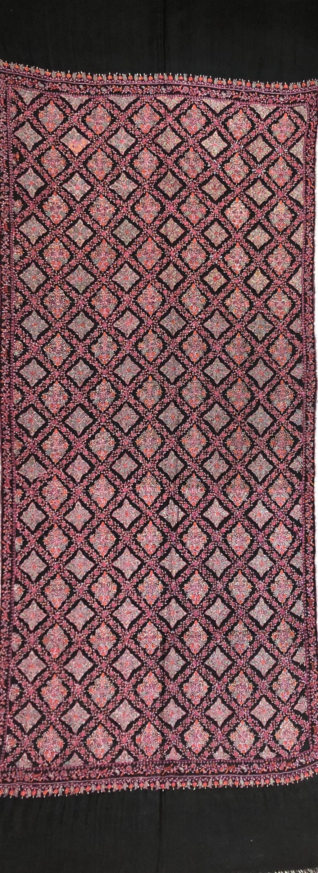 teacher gift Hand Woven and Hand Embroidered Ladakhi Pashmina Cashmere Sozni Jamawar Stoke Shawl - Mehraj Crafts 