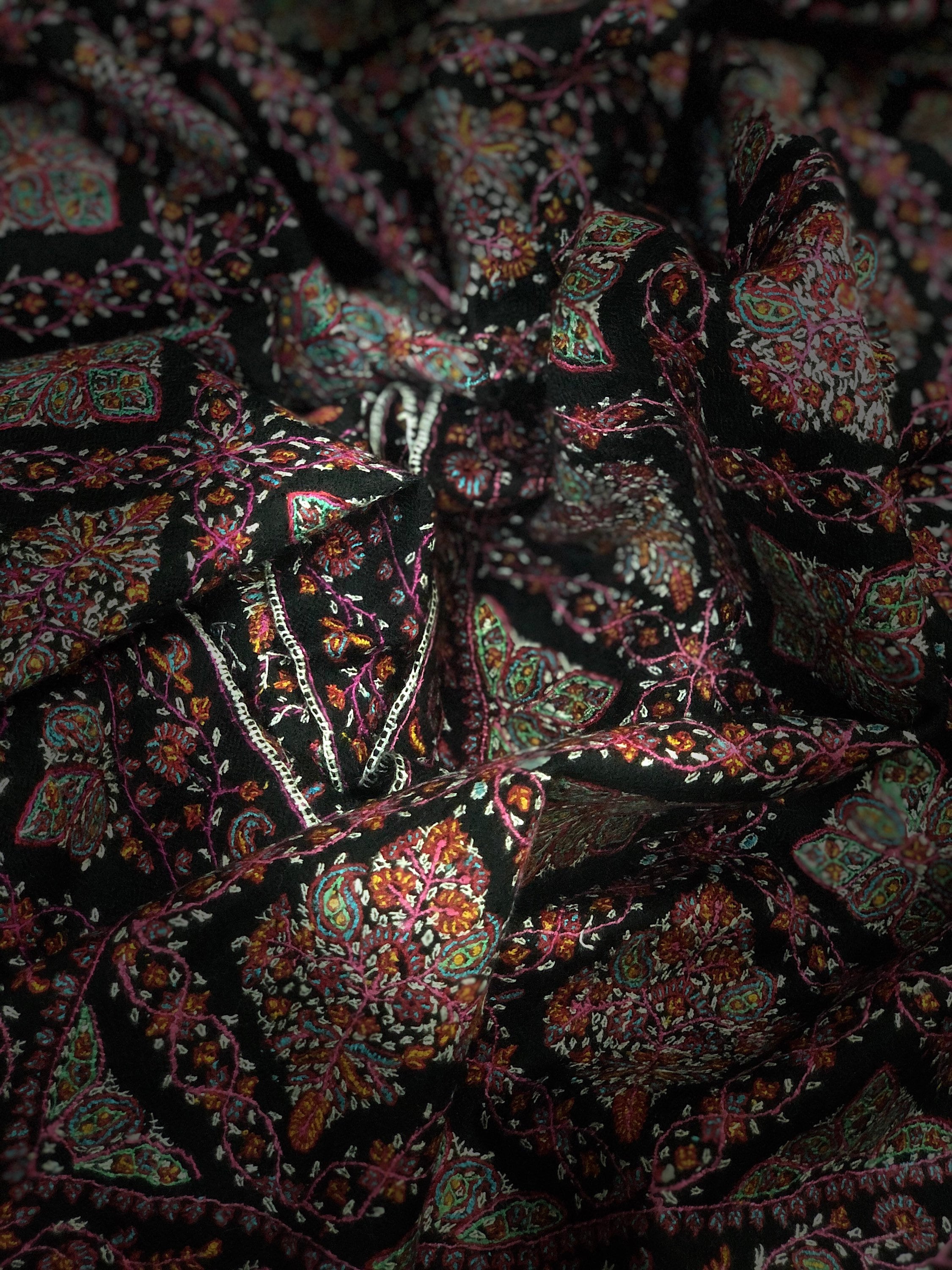 teacher gift Hand Woven and Hand Embroidered Ladakhi Pashmina Cashmere Sozni Jamawar Stoke Shawl - Mehraj Crafts 