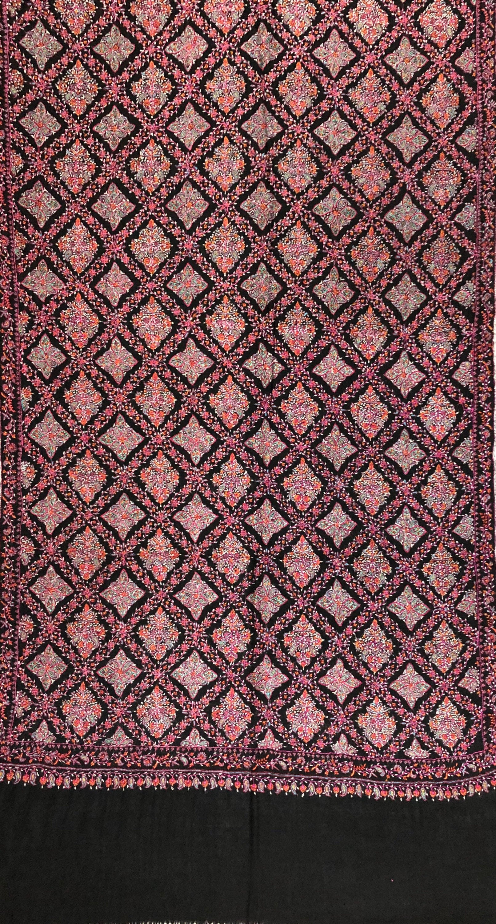 teacher gift Hand Woven and Hand Embroidered Ladakhi Pashmina Cashmere Sozni Jamawar Stoke Shawl - Mehraj Crafts 