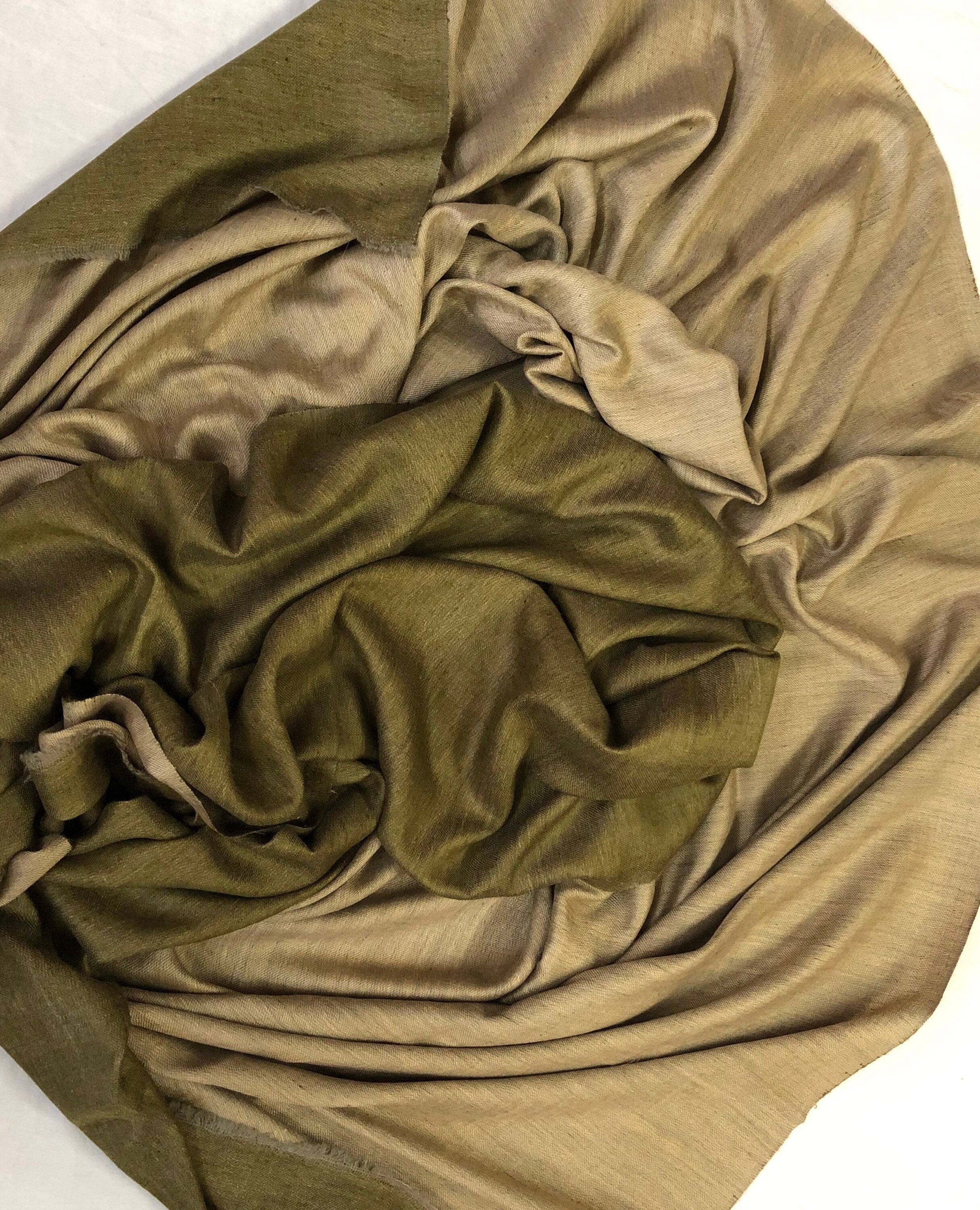 teacher gift Smoke Gray And Green Moss Reversible Hand Woven Ladakhi Cashmere Pashmina Shawl - Mehraj Crafts 