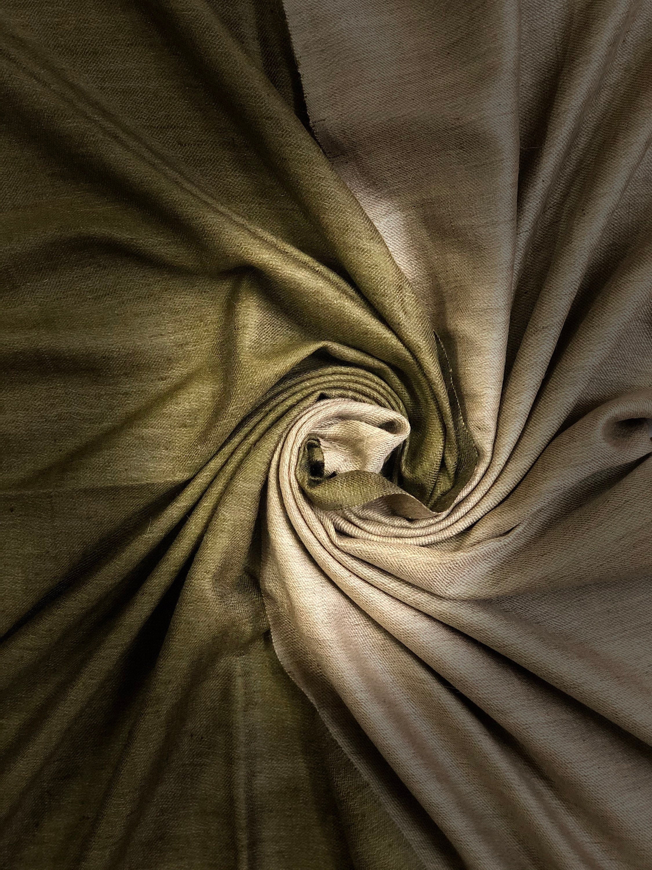 teacher gift Smoke Gray And Green Moss Reversible Hand Woven Ladakhi Cashmere Pashmina Shawl - Mehraj Crafts 