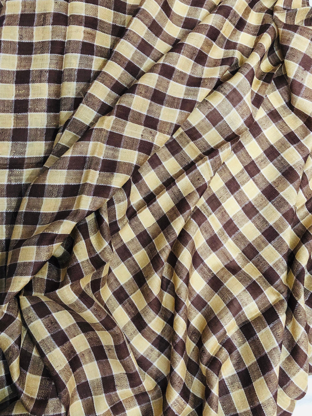 Handmade father of bride gift from daughter Brown Check Outlined Handmade Cashmere Pashmina Stole Scarf - Mehraj Crafts 