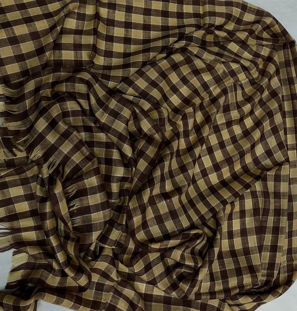Handmade Brown Check Cashmere Pashmina Stole: Father of Bride Gift