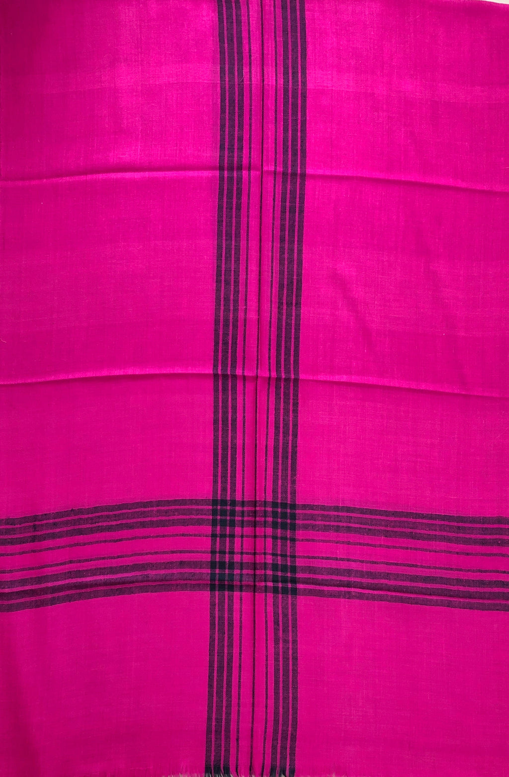 Handmade Super Pink Blue Stripes Handmade Cashmere Pashmina Stole Scarf - Mehraj Crafts 