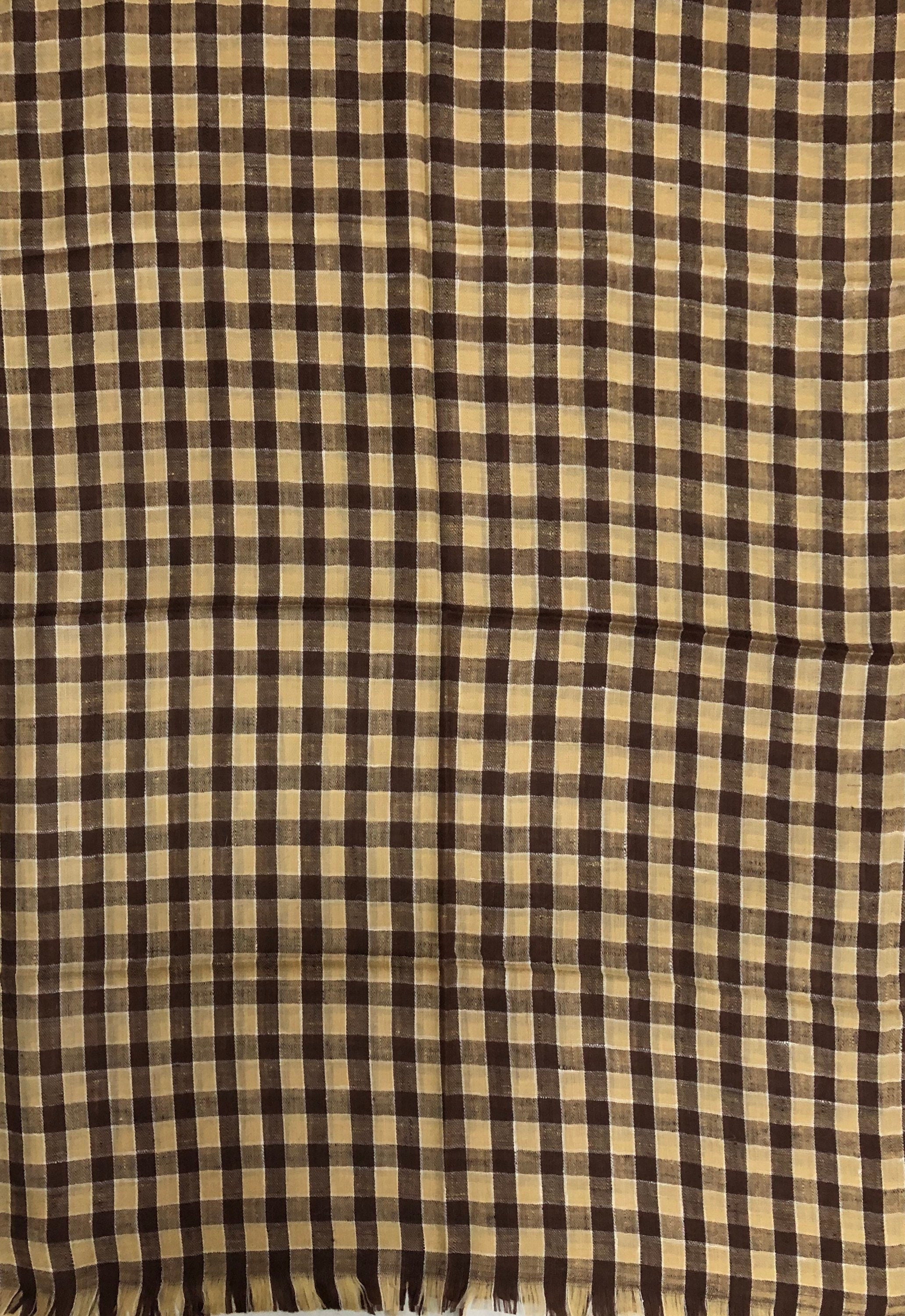 Handmade father of bride gift from daughter Brown Check Outlined Handmade Cashmere Pashmina Stole Scarf - Mehraj Crafts 