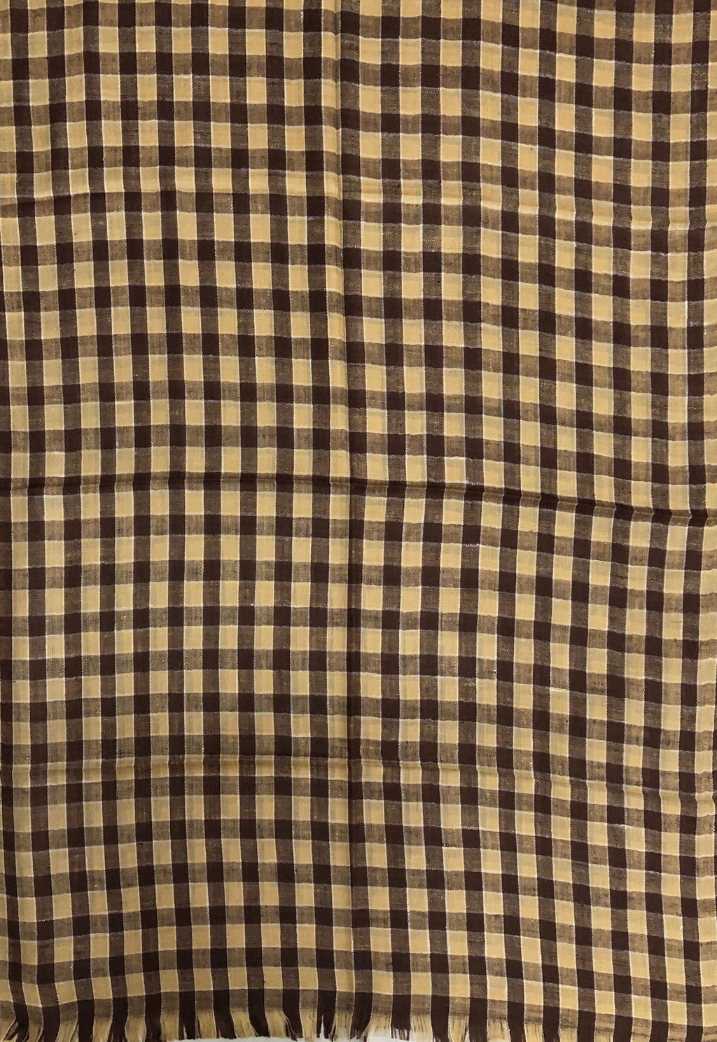 Handmade father of bride gift from daughter Brown Check Outlined Handmade Cashmere Pashmina Stole Scarf - Mehraj Crafts 