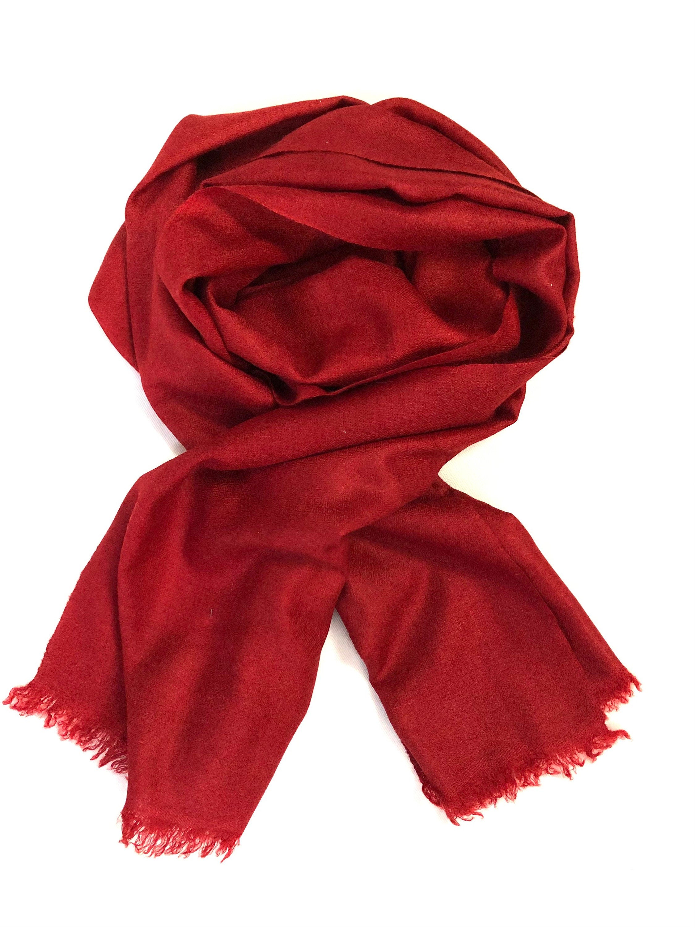 Tango Red Cashmere Pashmina Handwoven Scarf Muffler - Mehraj Crafts 