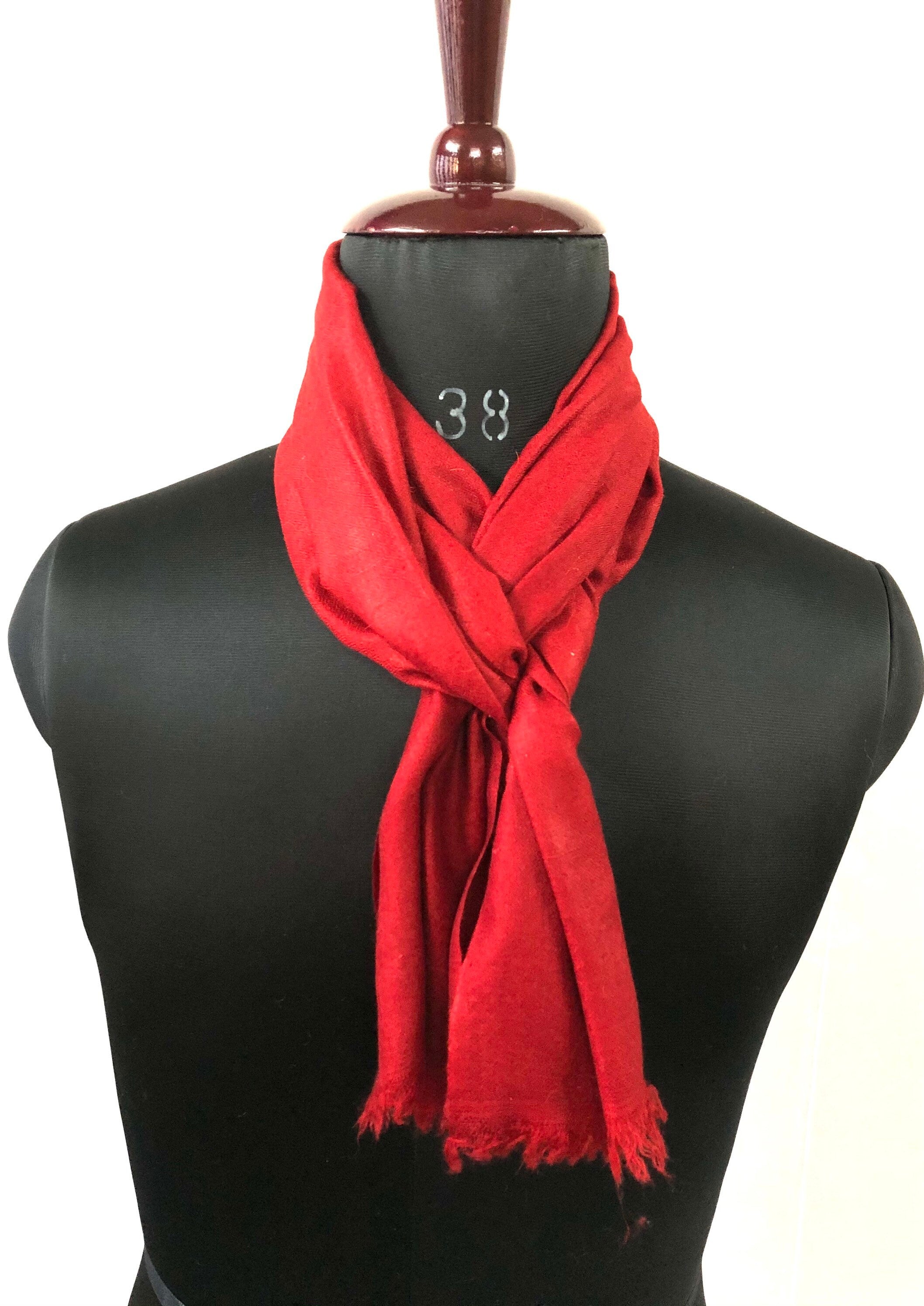 Tango Red Cashmere Pashmina Handwoven Scarf Muffler - Mehraj Crafts 