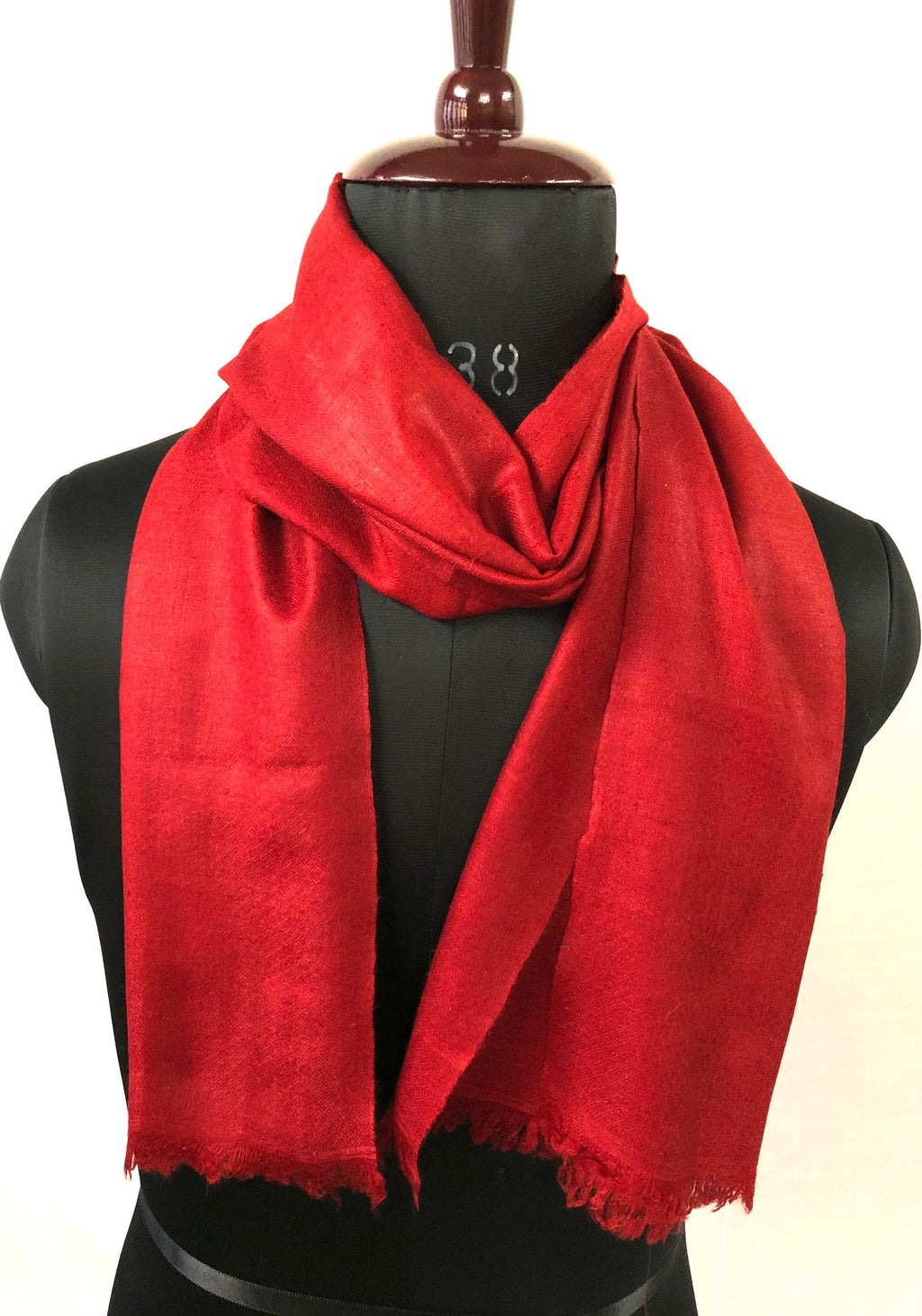 Tango Red Cashmere Pashmina Handwoven Scarf Muffler - Mehraj Crafts 