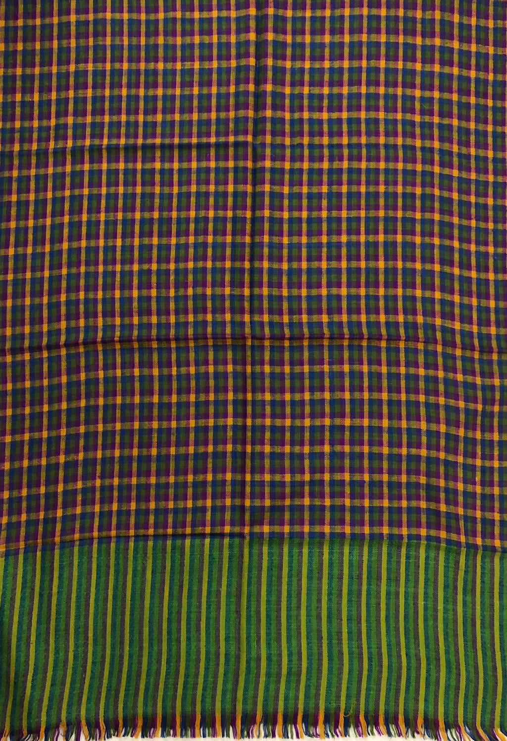 Handmade Gift Multicoloured Mini-Check Handmade Cashmere Pashmina Stole Scarf - Mehraj Crafts 