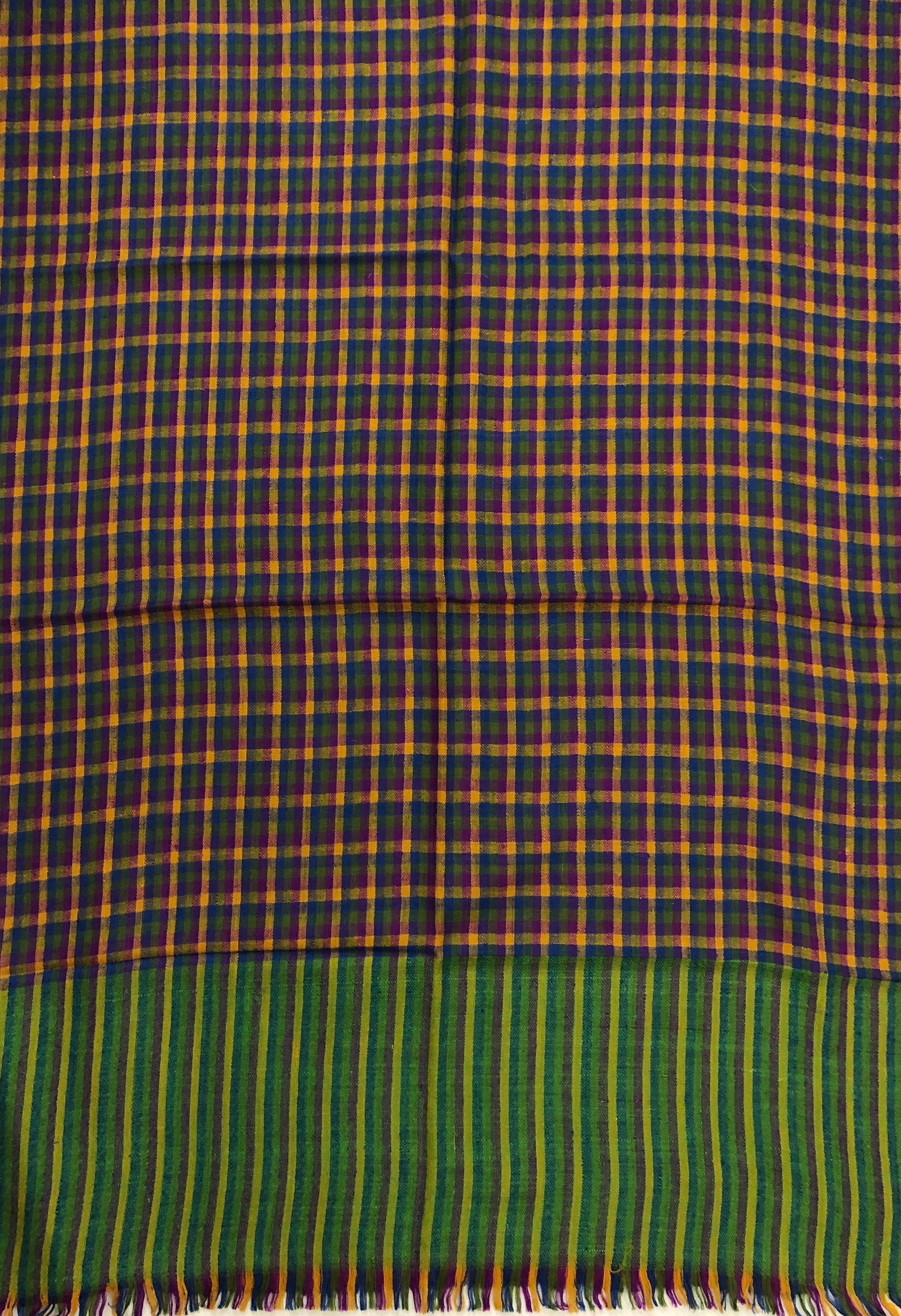 Handmade Gift Multicoloured Mini-Check Handmade Cashmere Pashmina Stole Scarf - Mehraj Crafts 