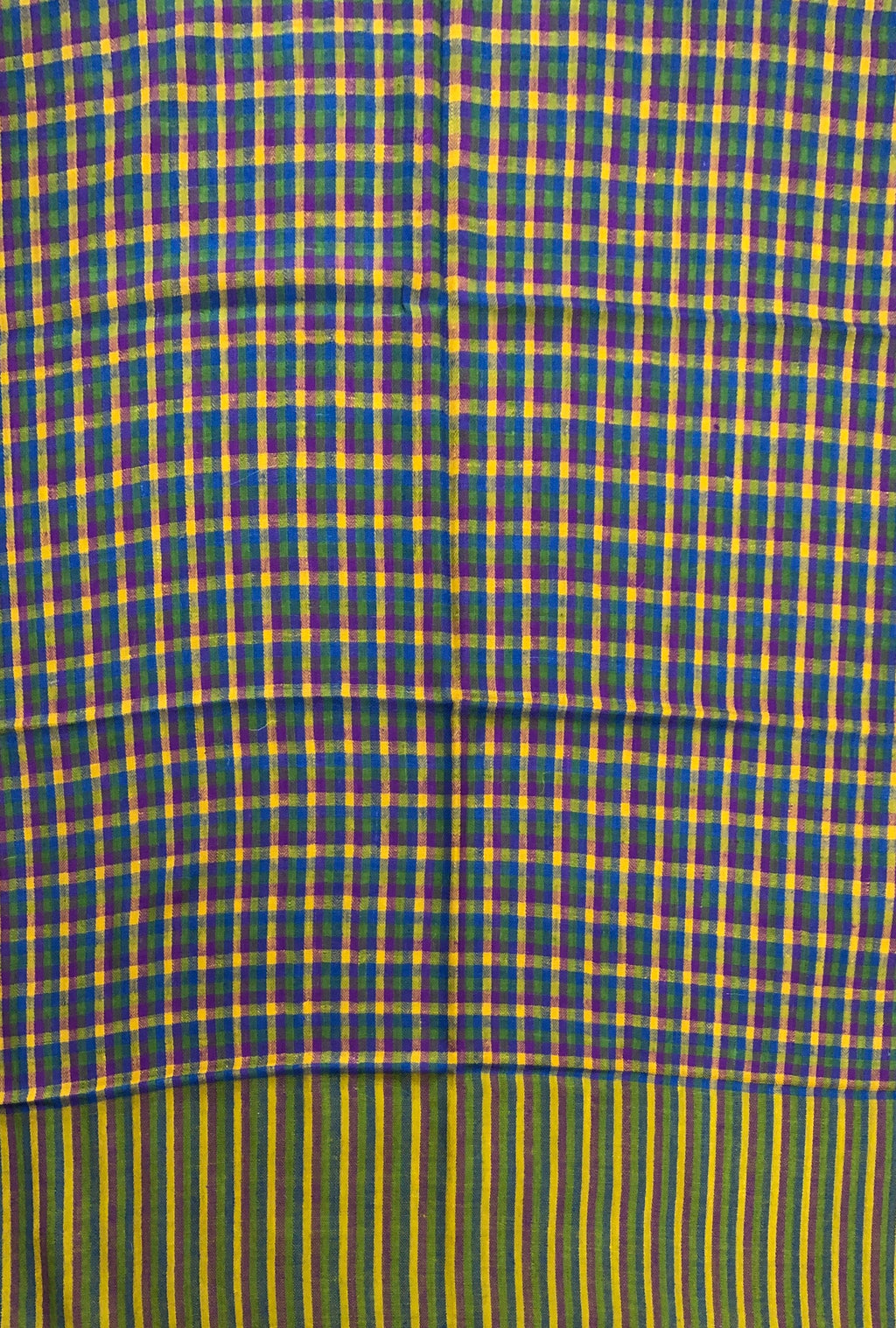 Handmade Cashmere Pashmina Stole: Green Shepherd's Check Scarf