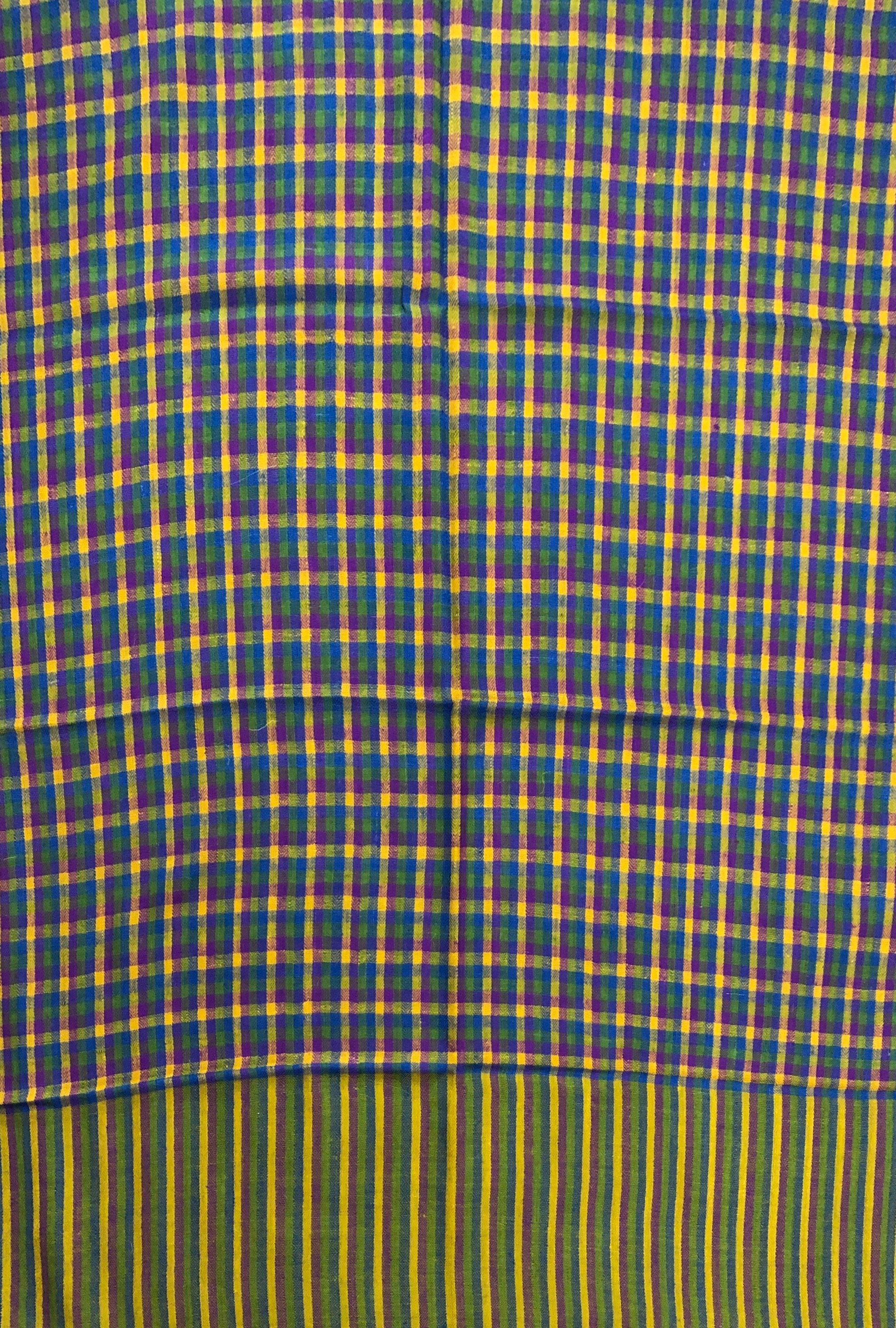 Handmade Cashmere Pashmina Stole: Green Shepherd's Check Scarf