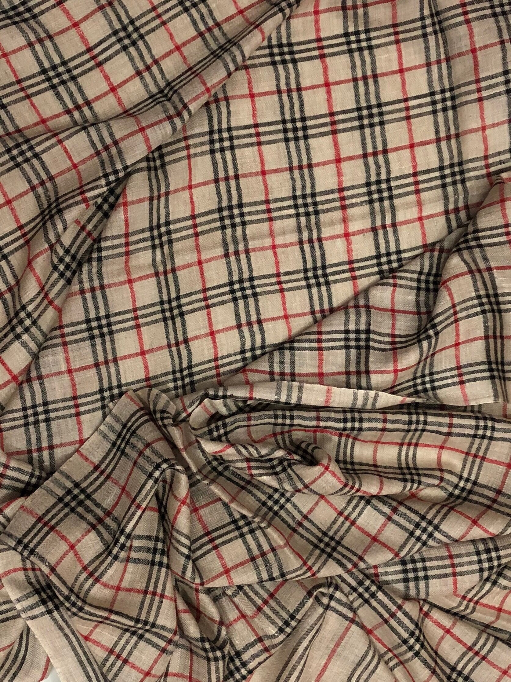 Handmade Gift Natural Plaid Handmade Genuine Cashmere Pashmina Stole Scarf - Mehraj Crafts 