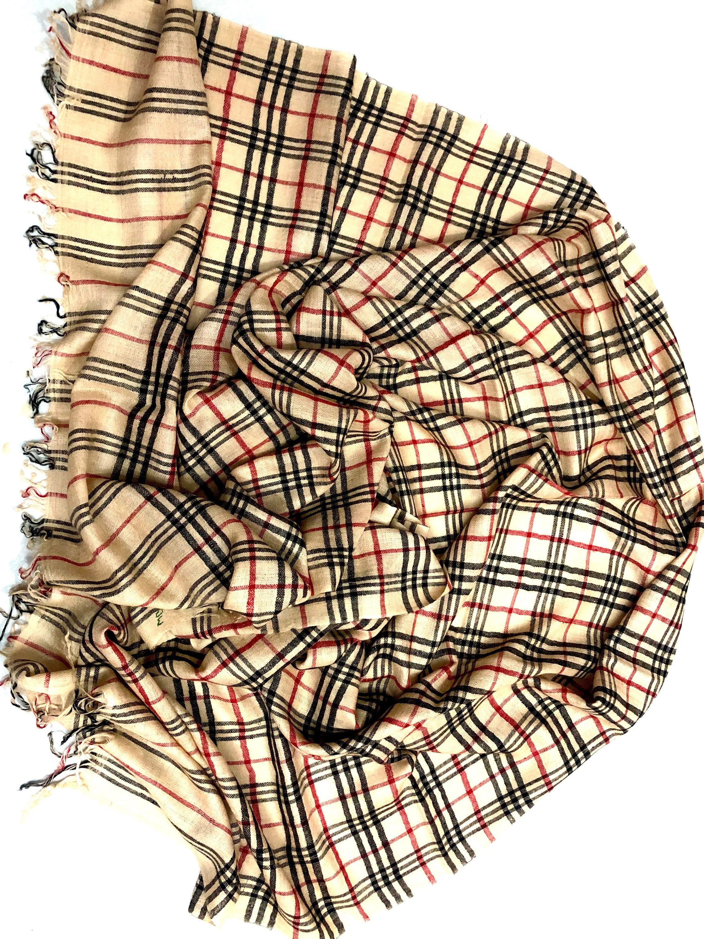 Handmade Butterscotch Plaid Cashmere Pashmina Scarf: 70x200cm