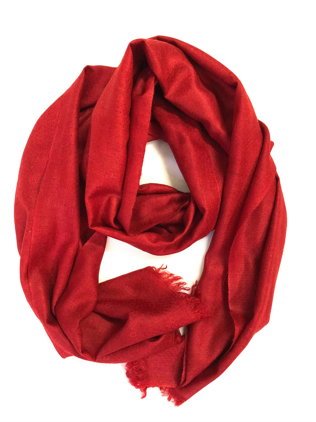 Tango Red Cashmere Pashmina Handwoven Scarf Muffler - Mehraj Crafts 