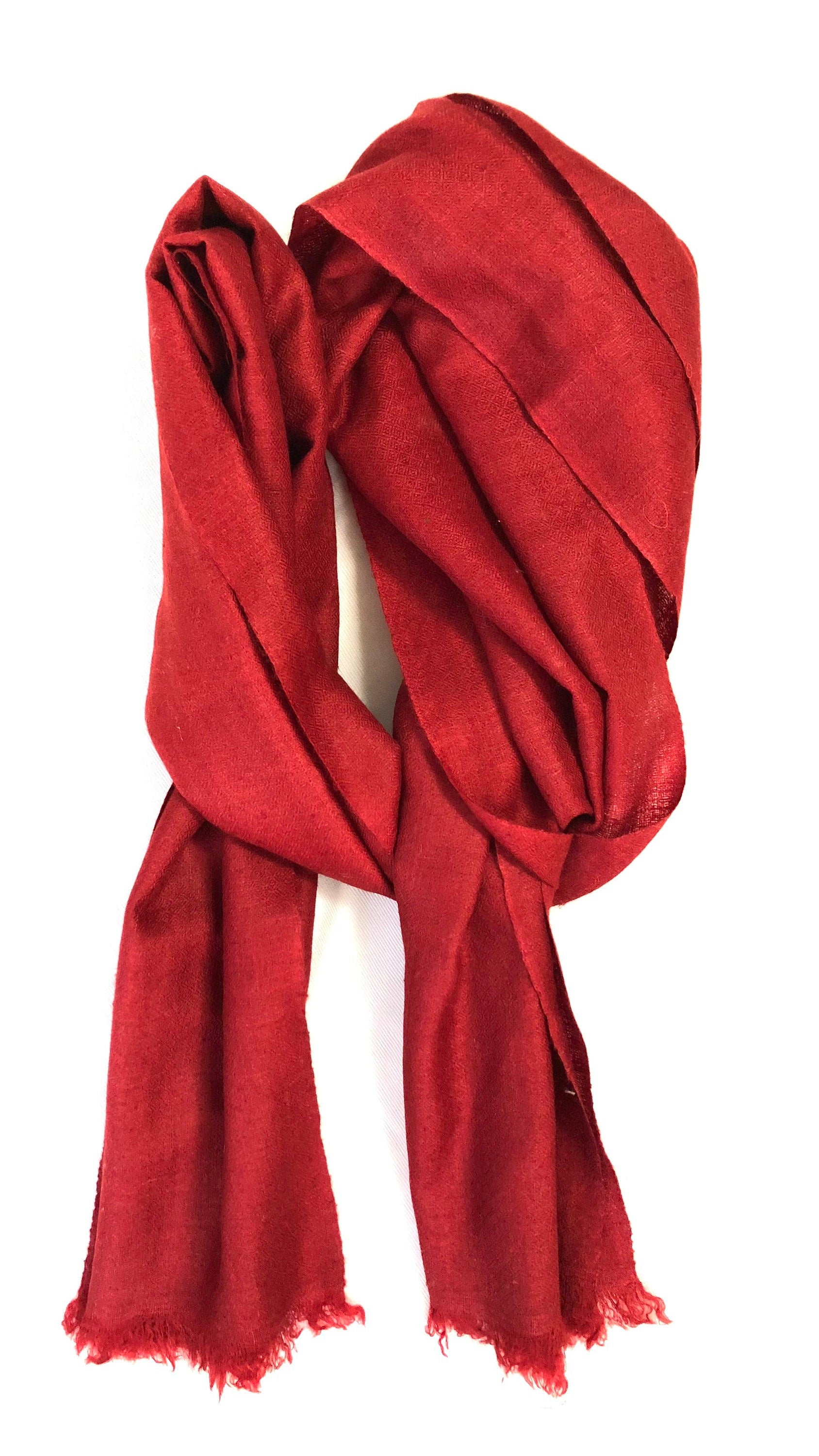Tango Red Cashmere Pashmina Handwoven Scarf/Muffler/14X60 Inches