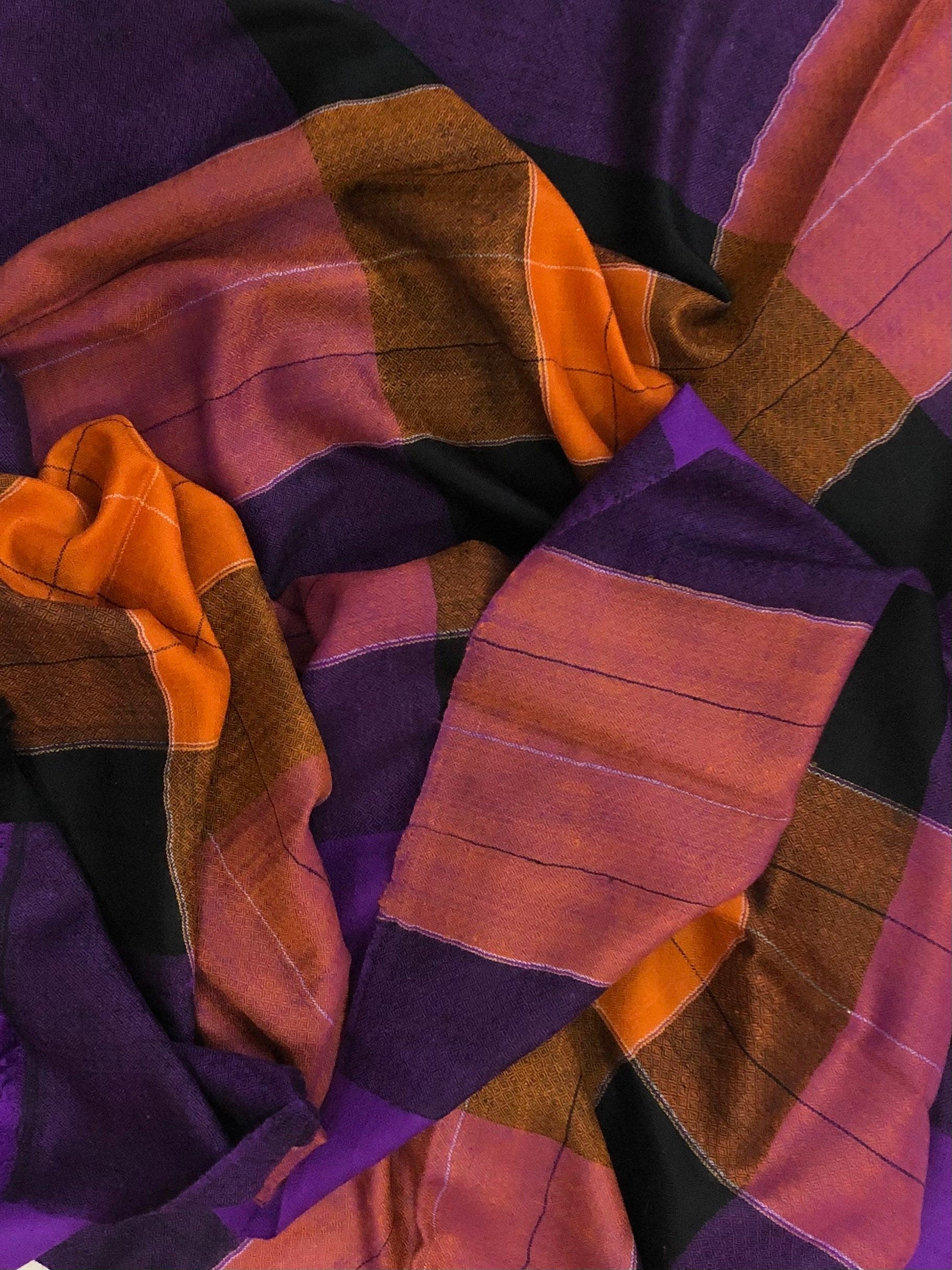 Handmade Gift Seamless Winter Plaid Handmade Real Cashmere Pashmina Stole Scarf - Mehraj Crafts 