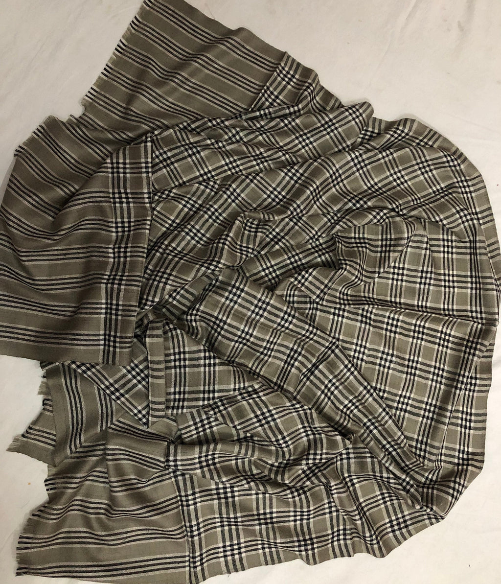 Handmade Cashmere Scarf: Plaid Pashmina Stole