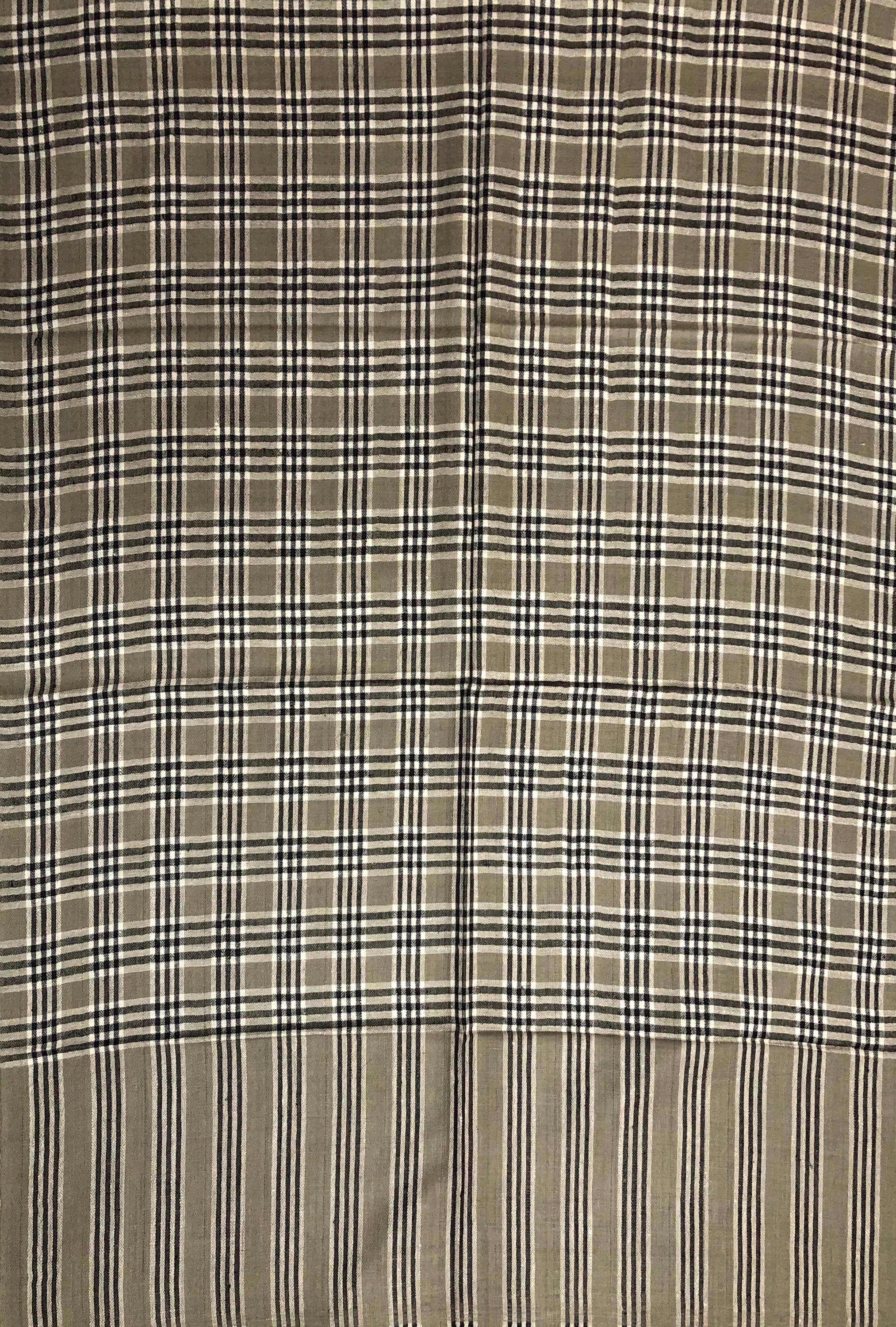 Cashmere Scarf Spirit Of Kashmir Plaid Pattern Handmade Real Cashmere Pashmina Stole Scarf - Mehraj Crafts 