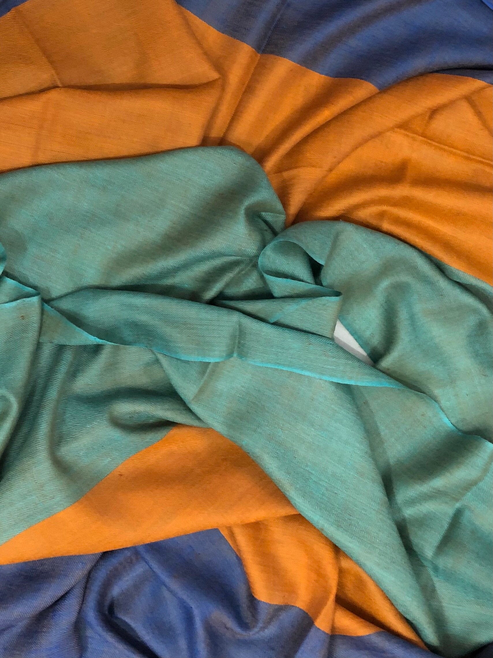 Cashmere Scarf Exquisite Tricolour Handmade Pure Cashmere Pashmina Stole Scarf - Mehraj Crafts 