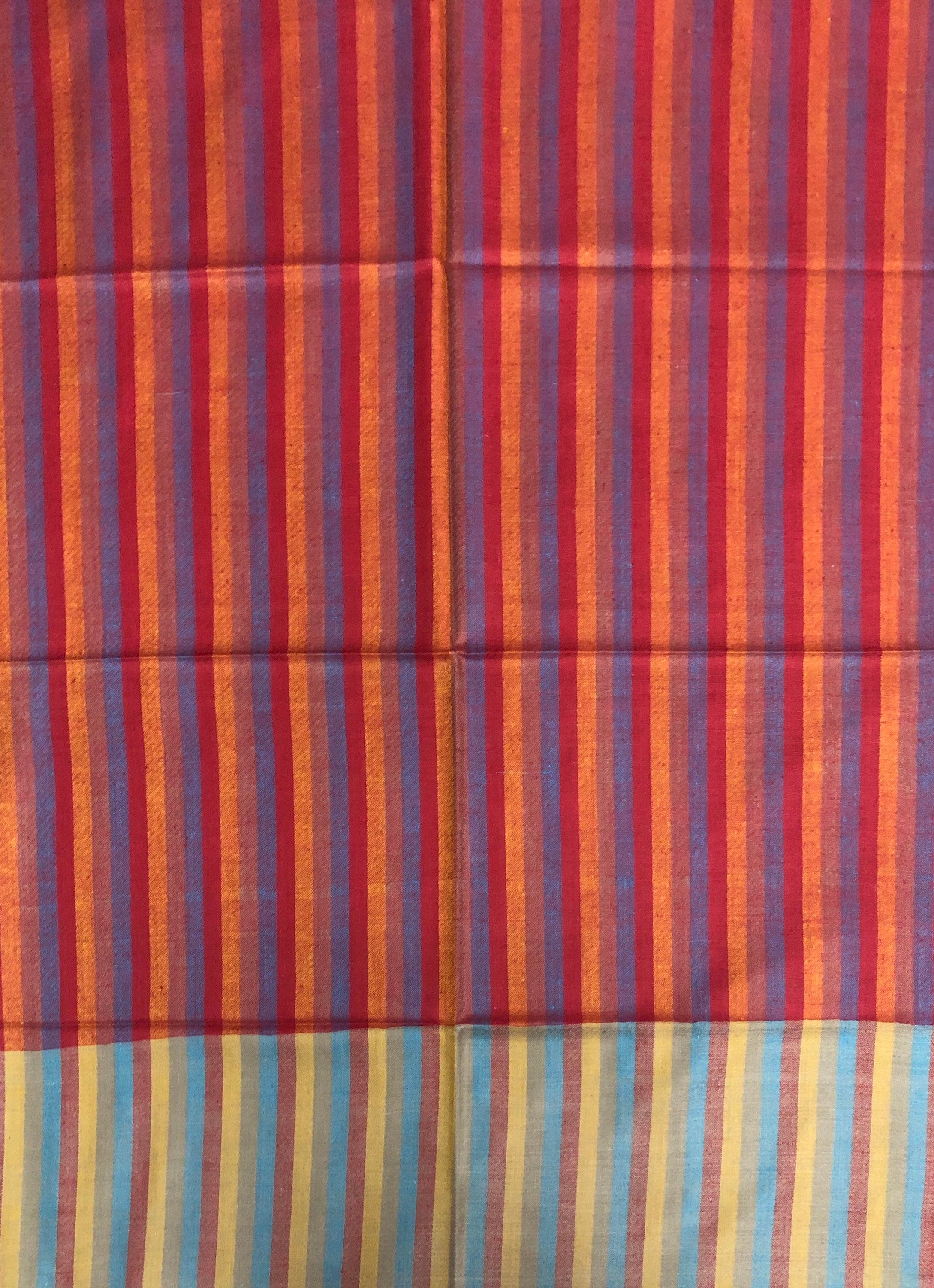 Smooth Multicoloured Stripes Handmade Real Cashmere Pashmina Stole Scarf - Mehraj Crafts 