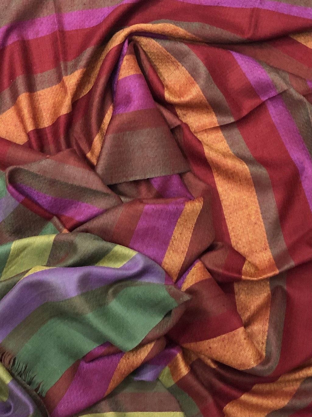 Striped Cashmere Pashmina Scarf, Handwoven Ladakhi Stole 70x200 cms