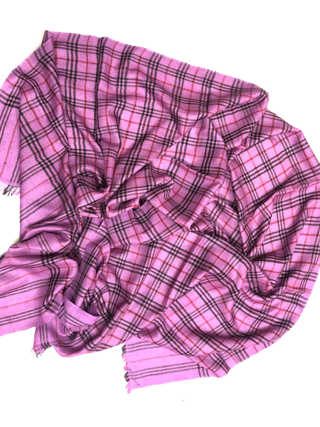 Handmade Cashmere Pashmina Scarf: Dusty Lavender Plaid Stole