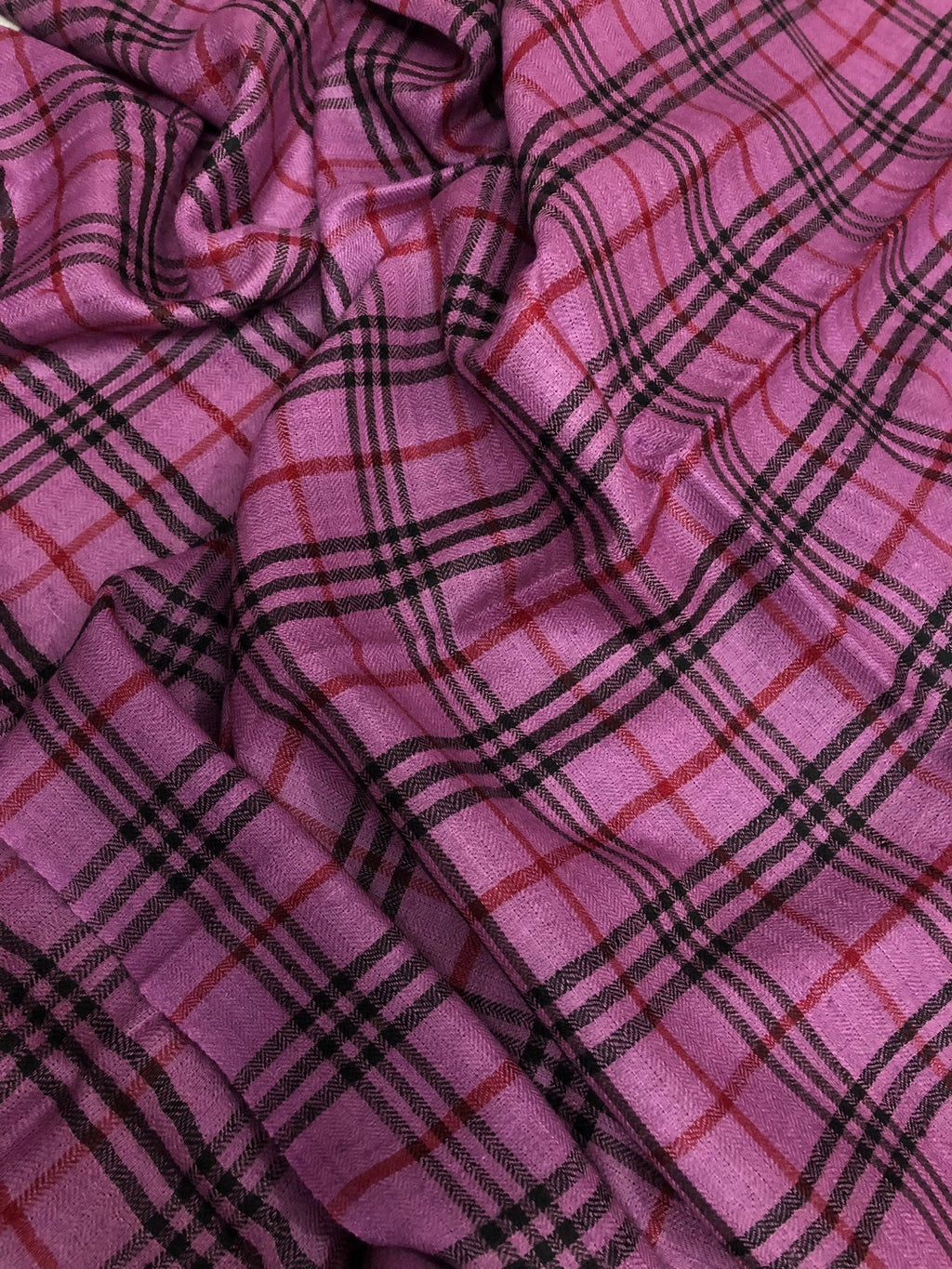 Handmade Cashmere Pashmina Scarf: Dusty Lavender Plaid Stole