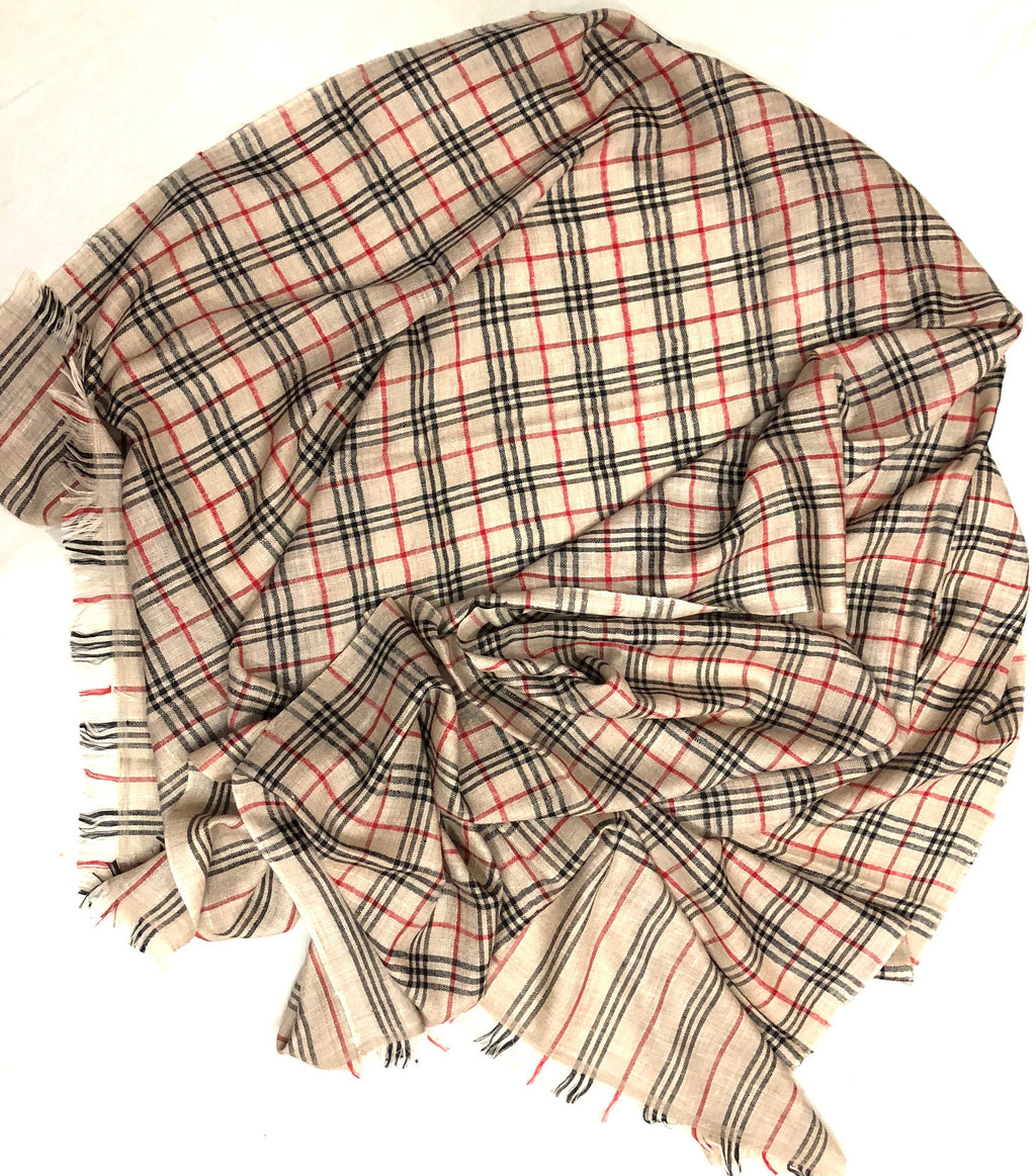 Handmade Gift Natural Plaid Handmade Genuine Cashmere Pashmina Stole Scarf - Mehraj Crafts 