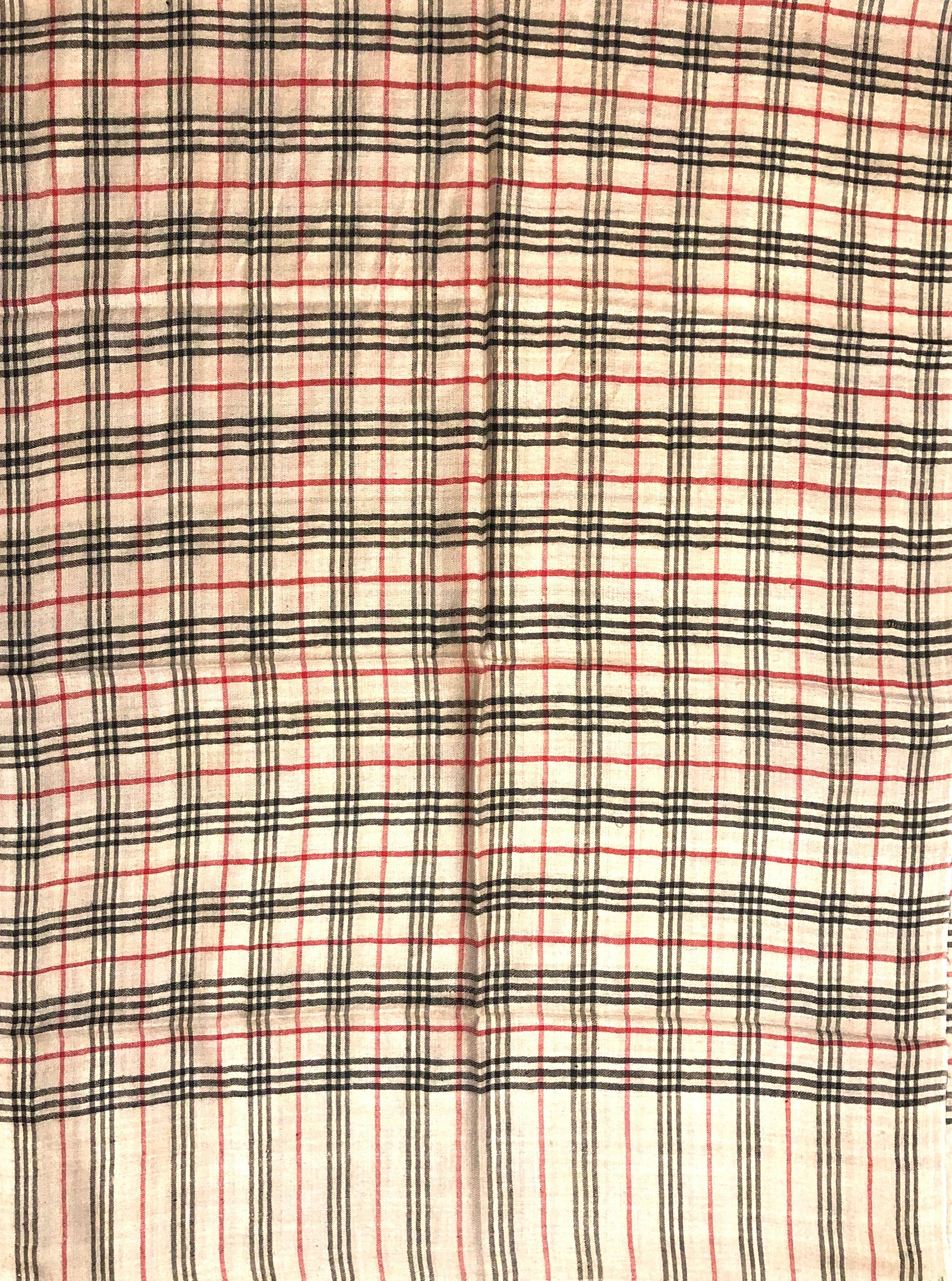 Handmade Vanilla Cream Plaid Cashmere Pashmina Scarf: Soft Stole (70x200 cm)