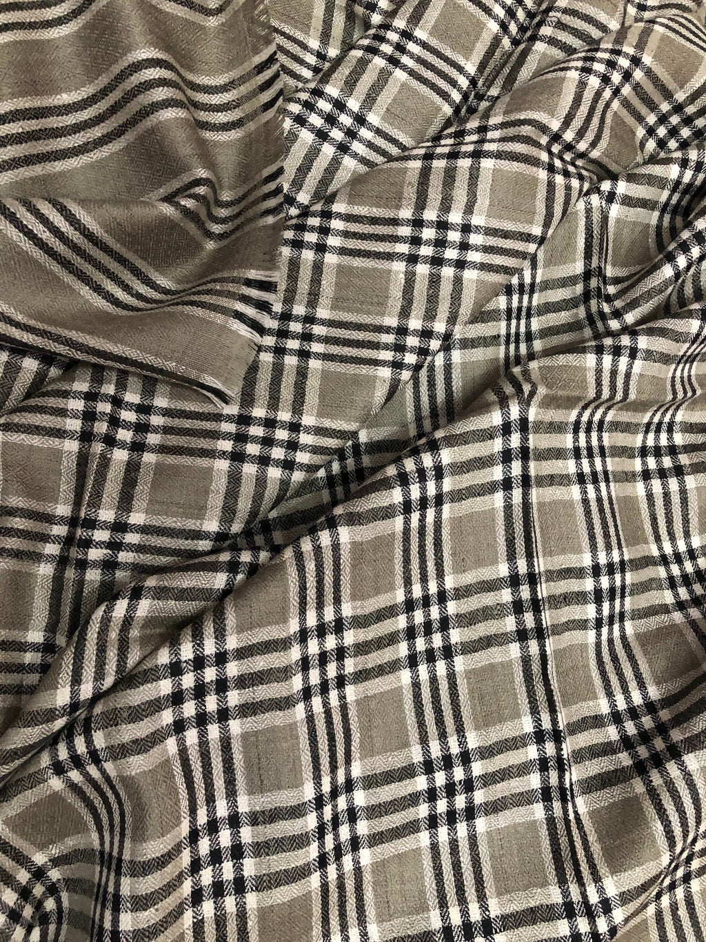 Cashmere Scarf Spirit Of Kashmir Plaid Pattern Handmade Real Cashmere Pashmina Stole Scarf - Mehraj Crafts 