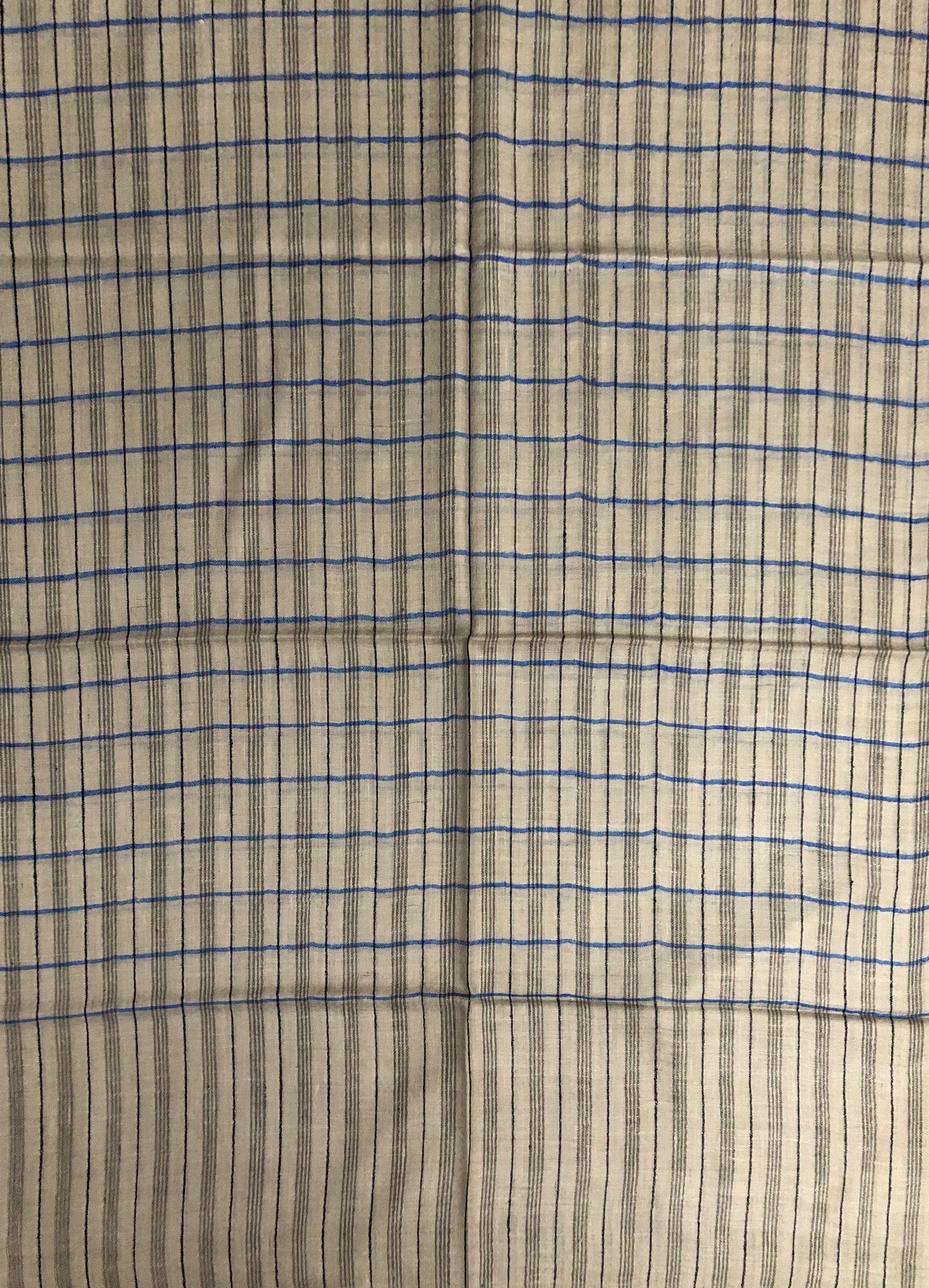 Cashmere Scarf Tattersall Check Handmade Organic Cashmere Pashmina Stole Scarf - Mehraj Crafts 