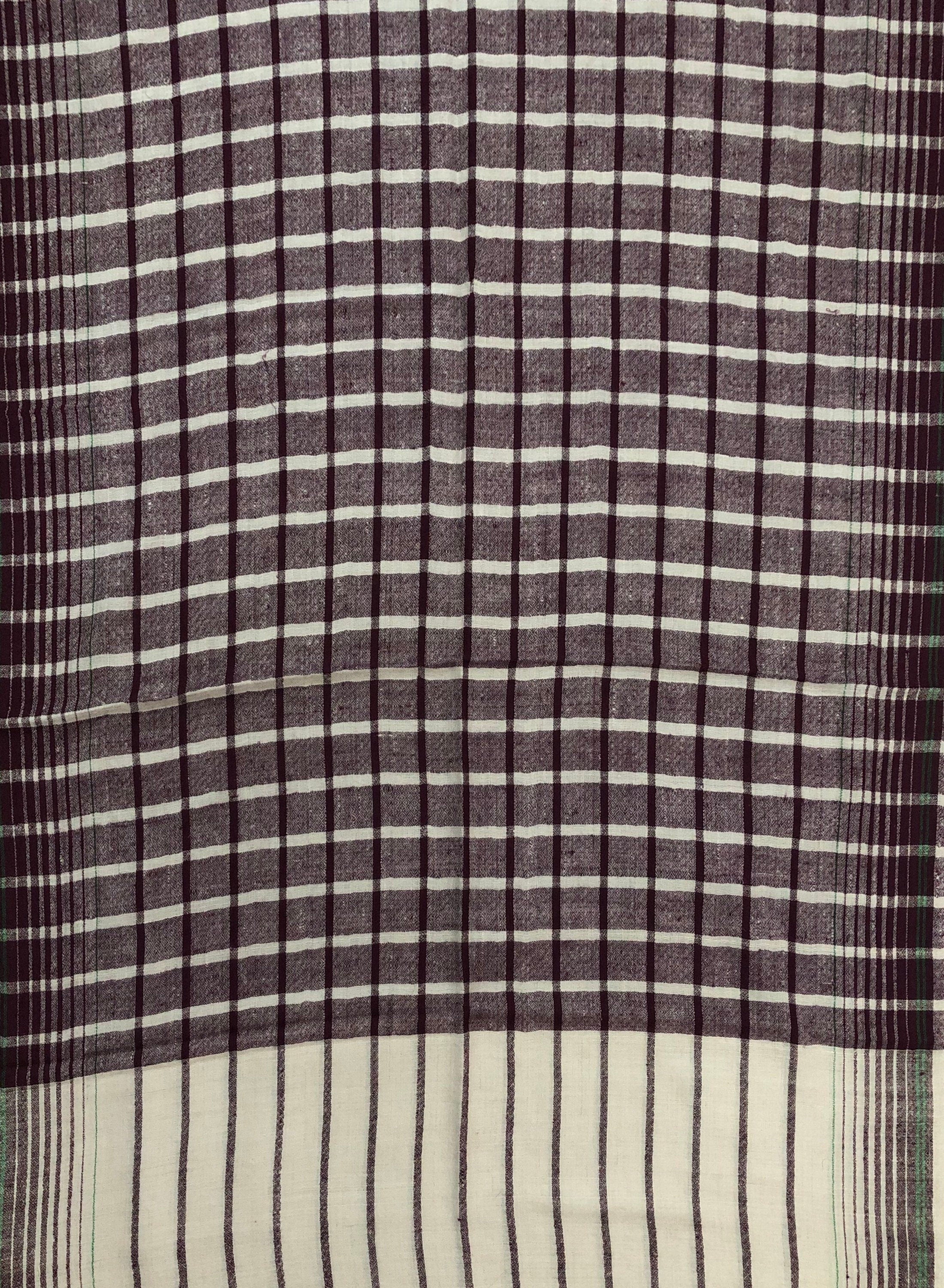 Cashmere Scarf Hot Chocolate Checkered Handmade Real Cashmere Pashmina Stole Scarf - Mehraj Crafts 