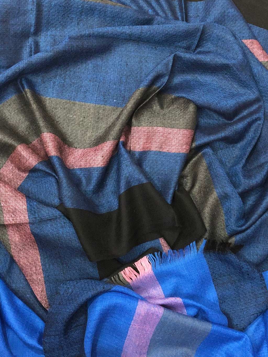 Bengal Multicoloured Stripes Handmade Real Cashmere Pashmina Stole Scarf - Mehraj Crafts 