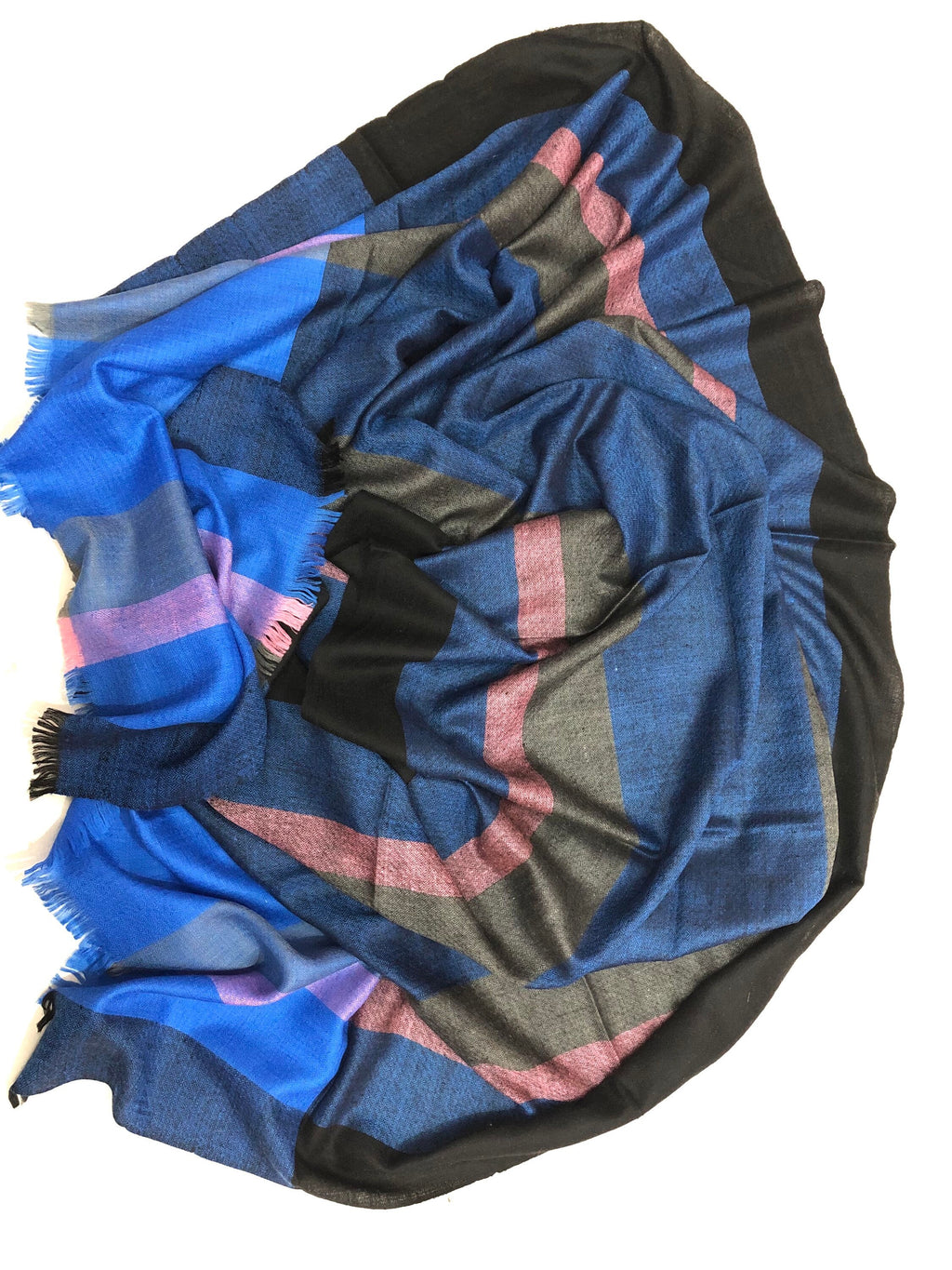 Bengal Multicoloured Stripes Handmade Real Cashmere Pashmina Stole Scarf - Mehraj Crafts 