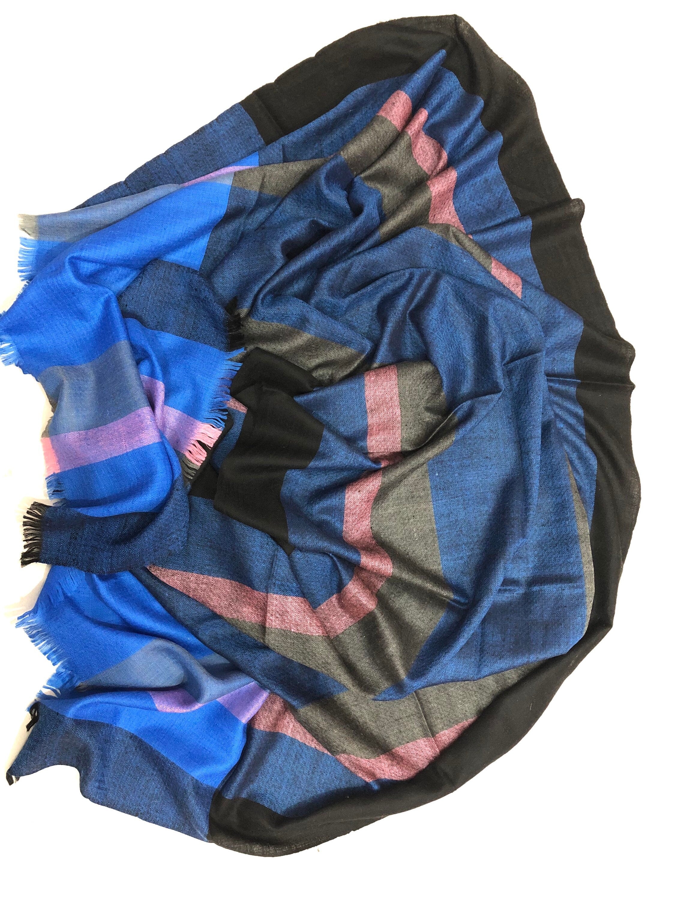 Bengal Multicoloured Stripes Handmade Real Cashmere Pashmina Stole Scarf - Mehraj Crafts 