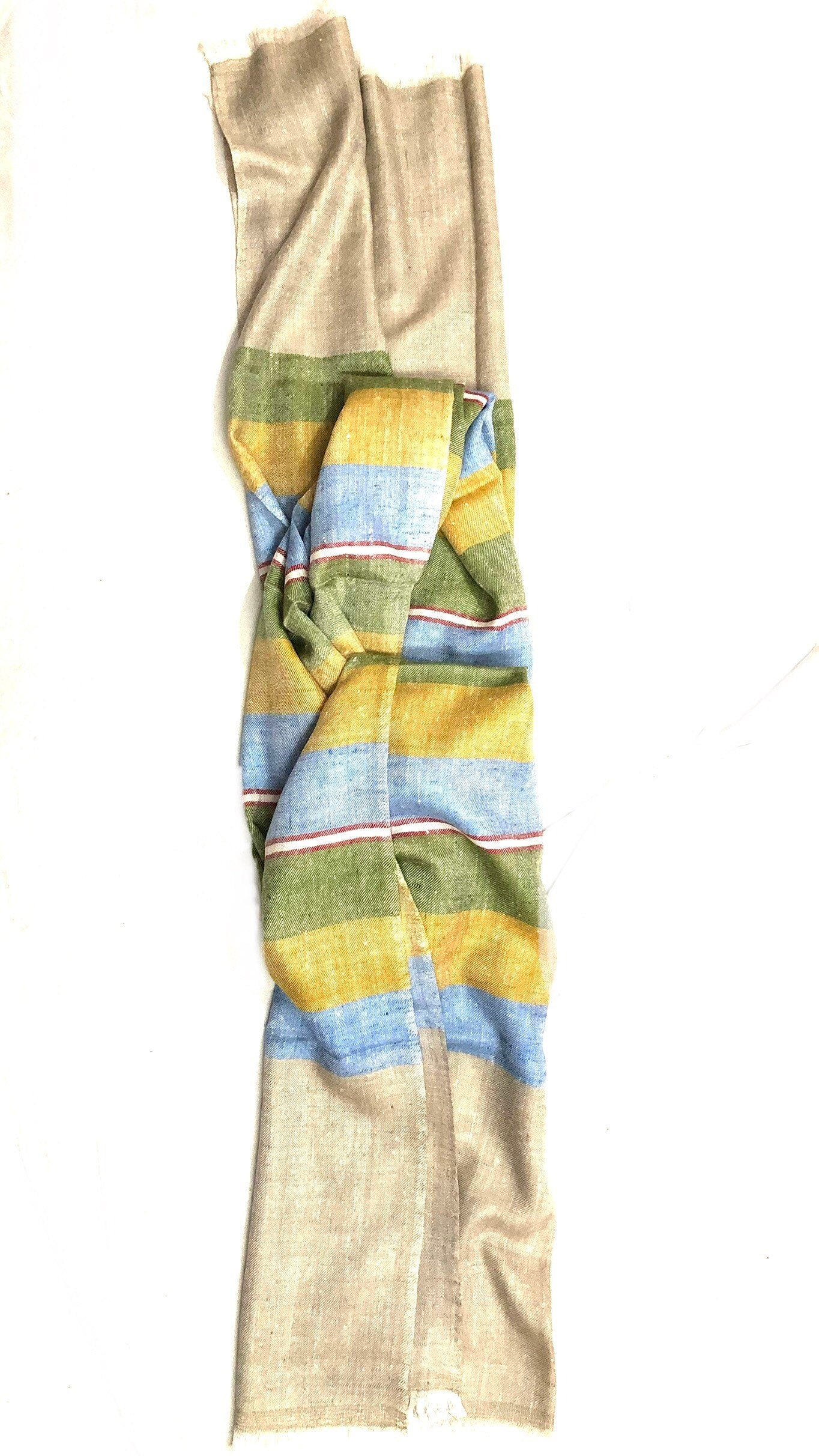 Whimsical Bayadere Stripes Handmade Real Cashmere Pashmina Stole/Scarf/70*200 cm