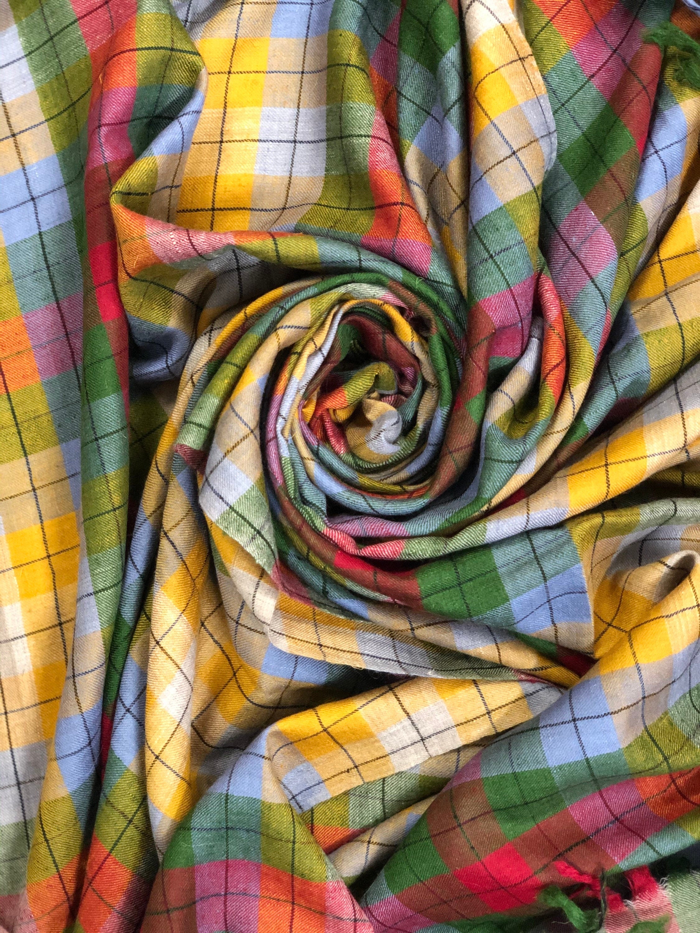 Handmade Multicoloured Plaid Check Handmade Real Cashmere Pashmina Shawl - Mehraj Crafts 