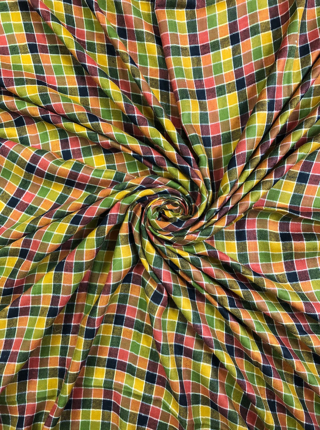 Handwoven Ladakhi Cashmere Pashmina Shawl: Multicolored Check Wrap