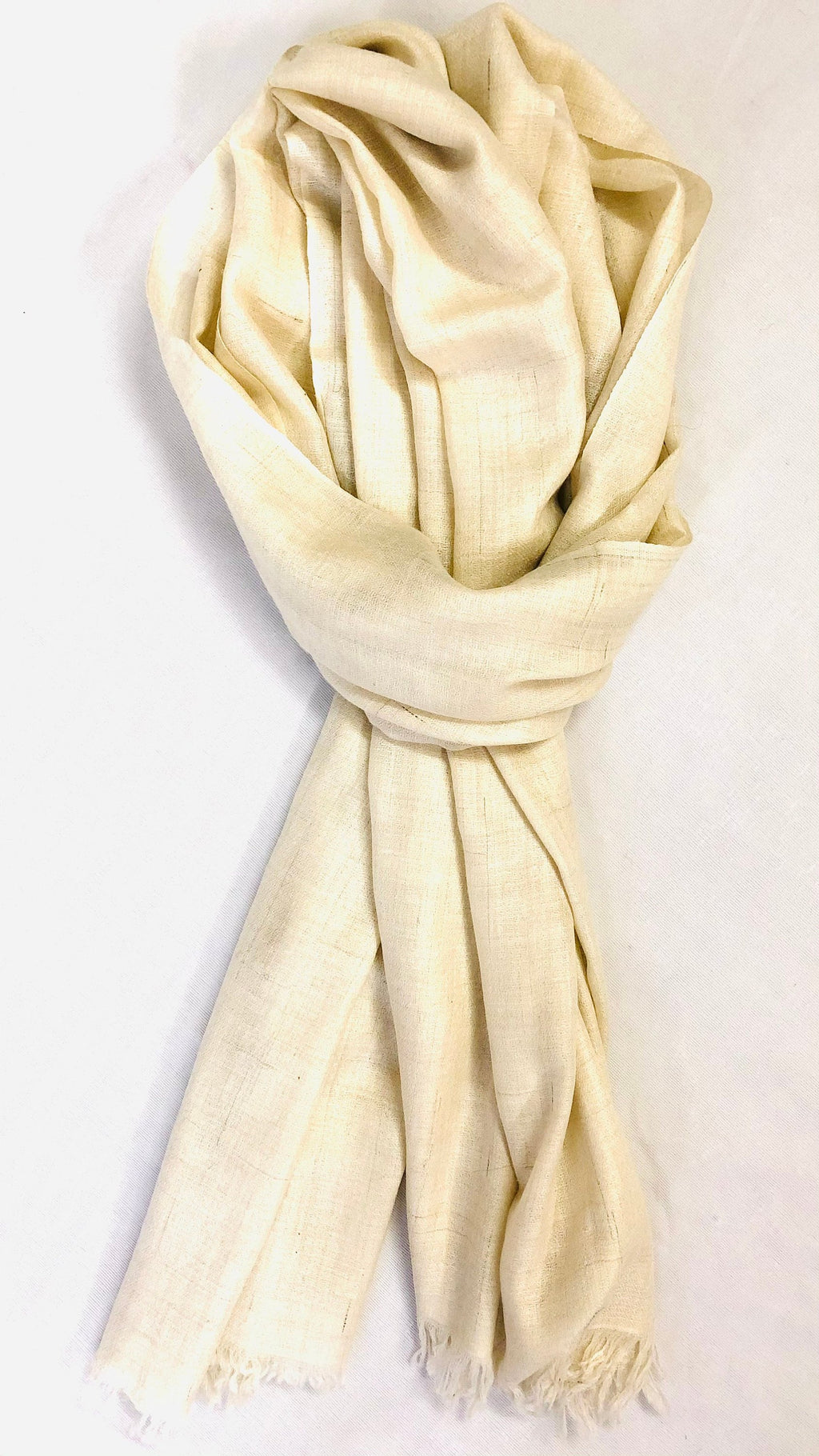 Handmade Off White Cashmere Pashmina Shawl: Soft Woven Scarf-70x200 cms