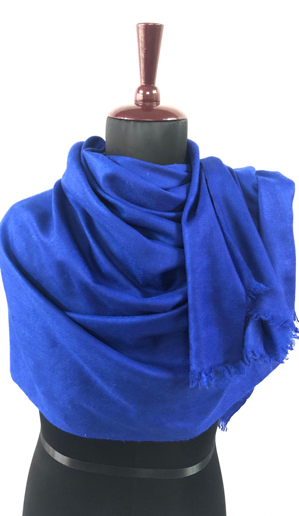 Dazzling Blue Handmade Genuine Cashmere Pashmina Stole Shawl Scarf - Mehraj Crafts 