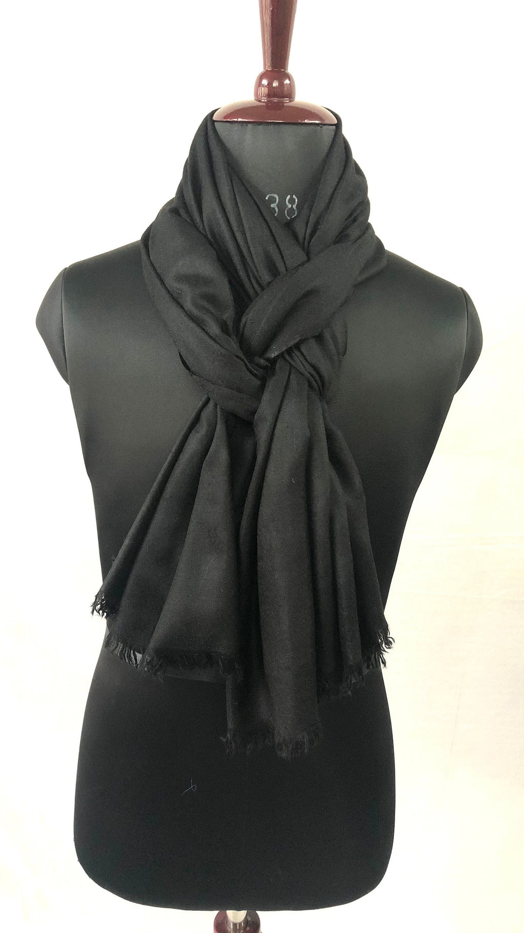 Black Praiseworthy Handmade Real Cashmere Pashmina Stole Scarf Shawl - Mehraj Crafts 