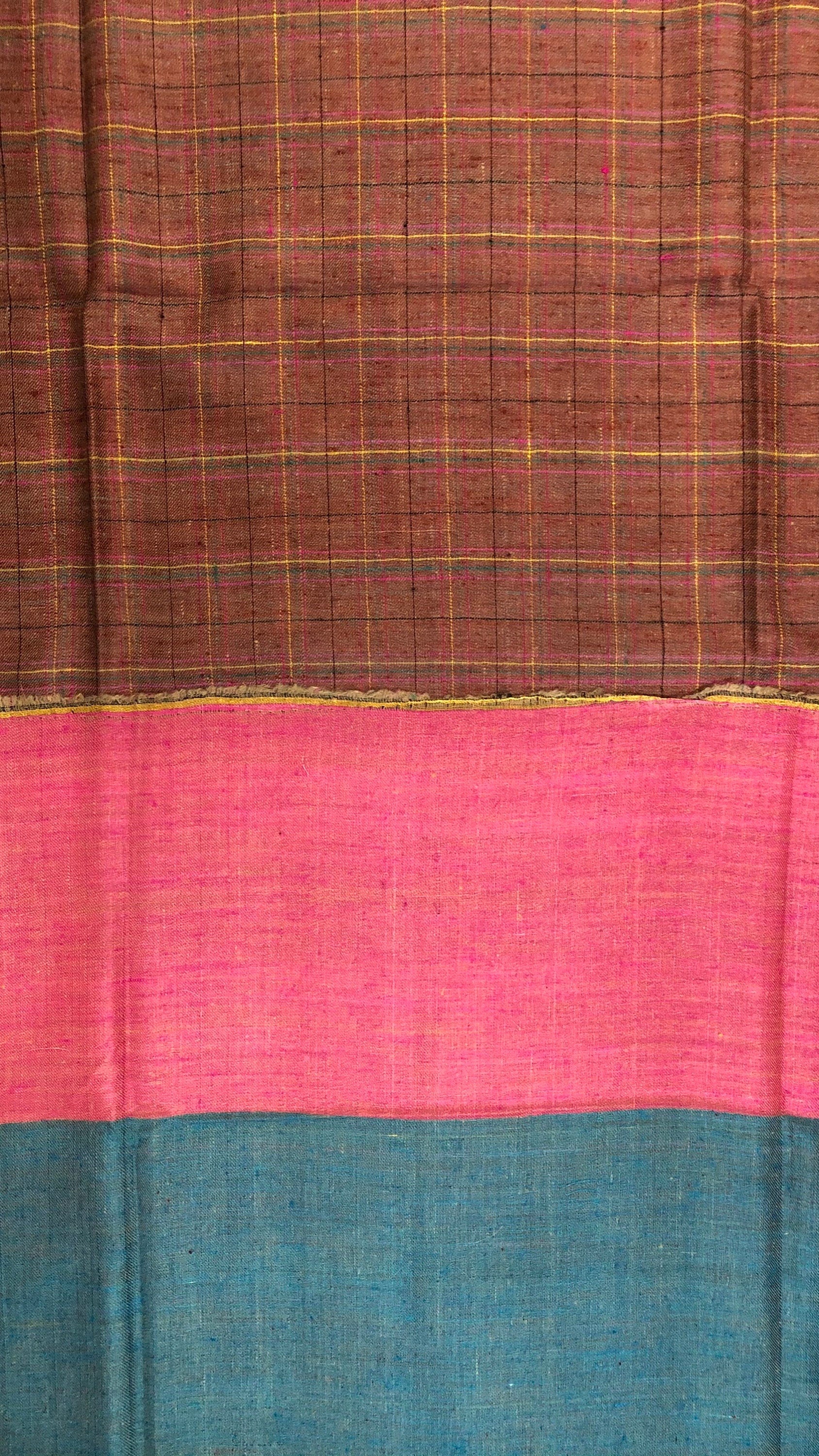 Handmade Gift Dupplin Check And Blue Moon Reversible Hand Woven Ladakhi Real Cashmere Pashmina Shawl - Mehraj Crafts 