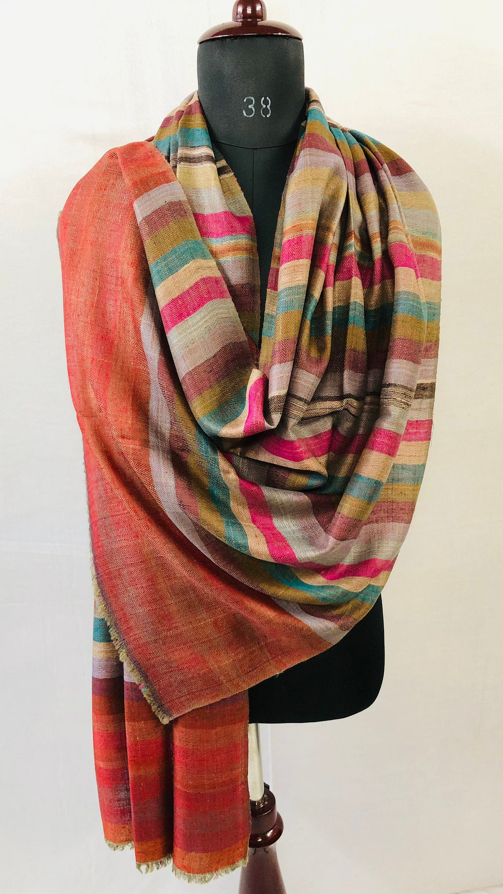 Handmade Royal Stewart Cashmere Pashmina Scarf: Reversible Striped Stole