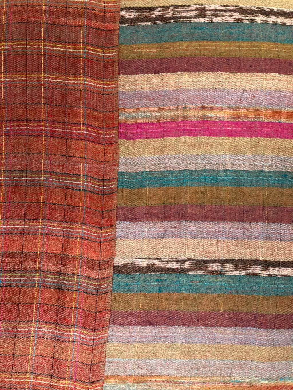 Handmade Royal Stewart Cashmere Pashmina Scarf: Reversible Striped Stole