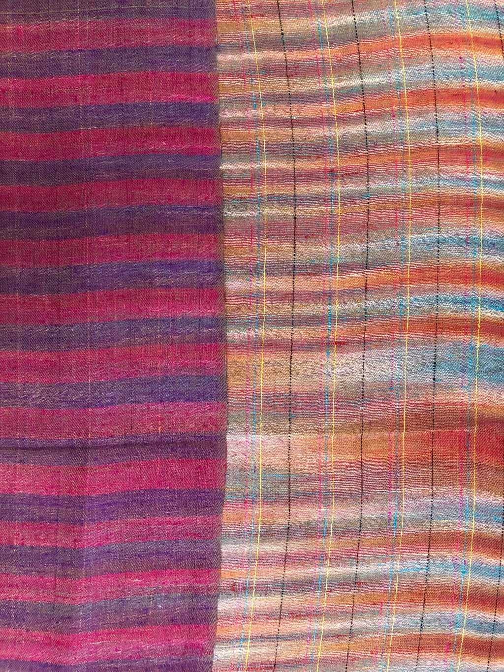 Reversible Cashmere Pashmina Stole: Ikkat Check & Breton Stripes