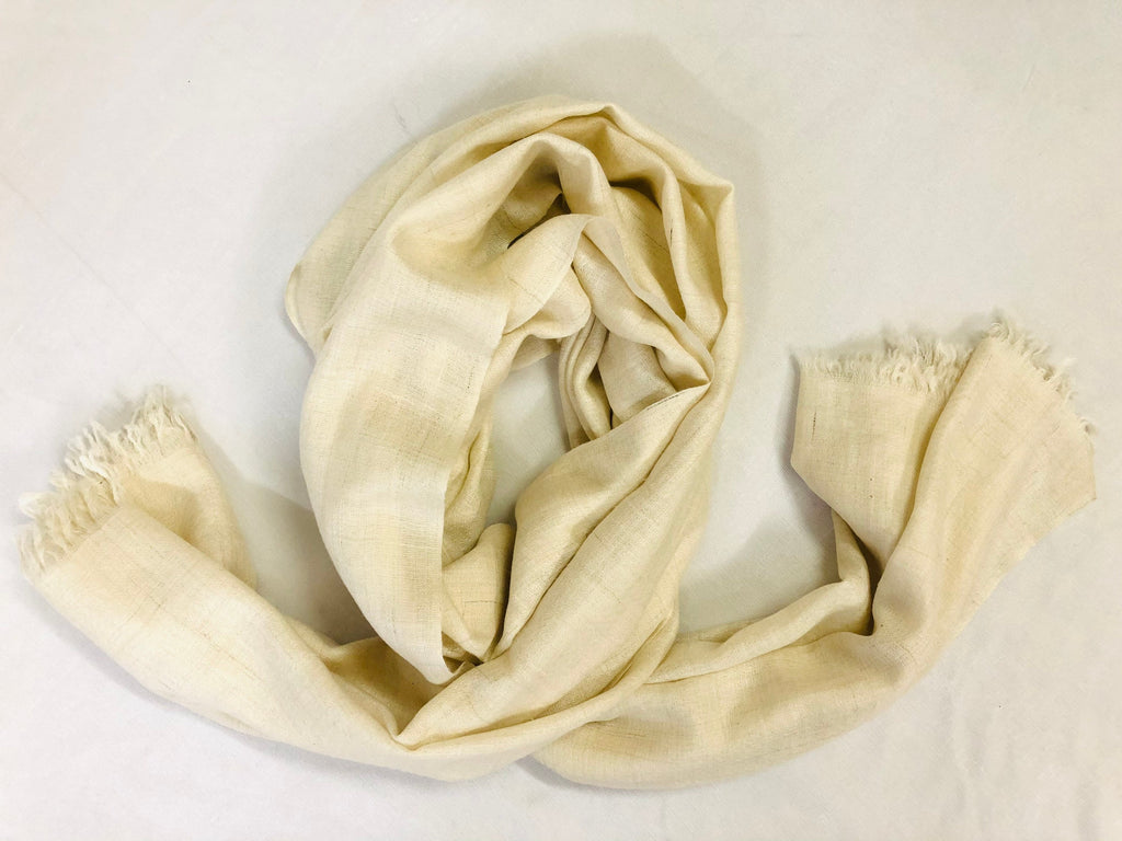 Handmade Off White Cashmere Pashmina Shawl: Soft Woven Scarf-70x200 cms